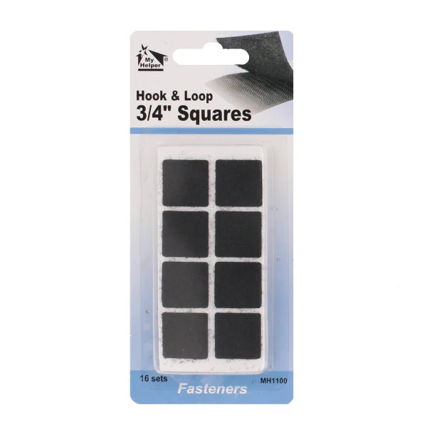 (16 Piezas) Velcro De 3/4" En Cuadros De Color Negro - Image 3