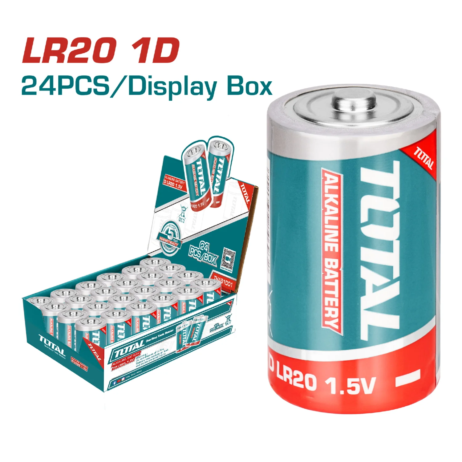Pila Alcalina Tipo D (LR20) 1.5V. TOTAL (1 Pza) - Image 2