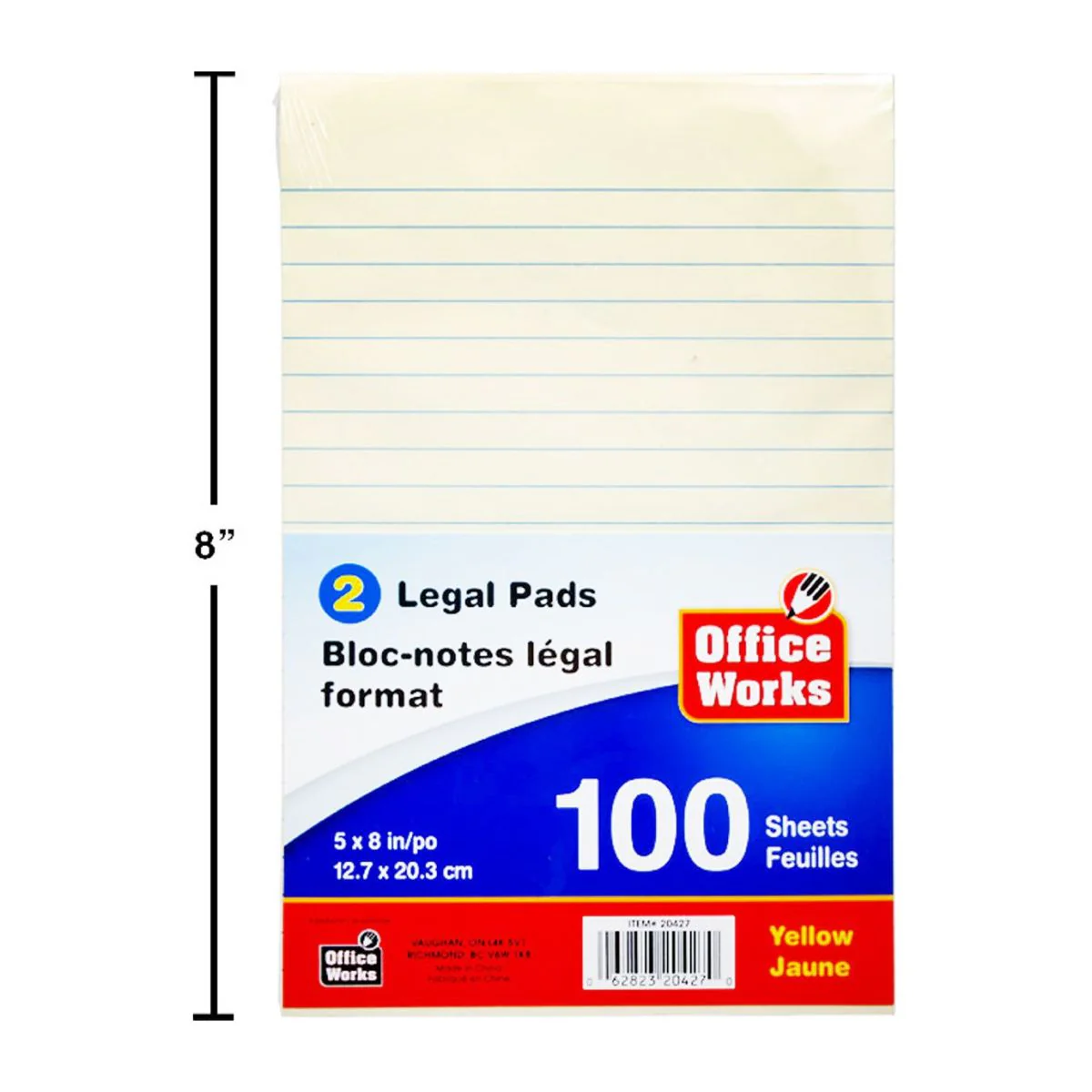 2 Pack Paquete 100 Hojas, Bloc De Papel Legal De 5X8 ", Amarillo (HZ) - Image 3