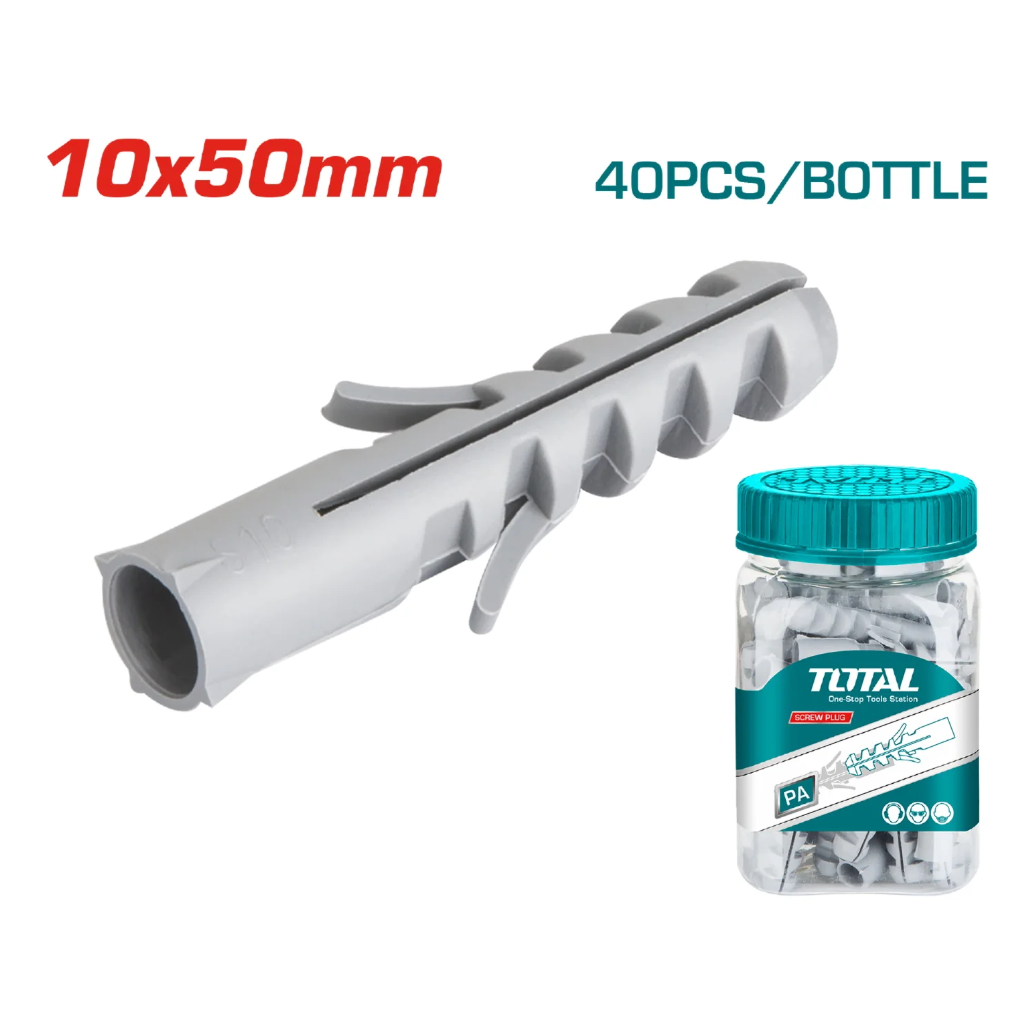 40/Pza Taco Plastico Gris 10X50mm. - Image 2