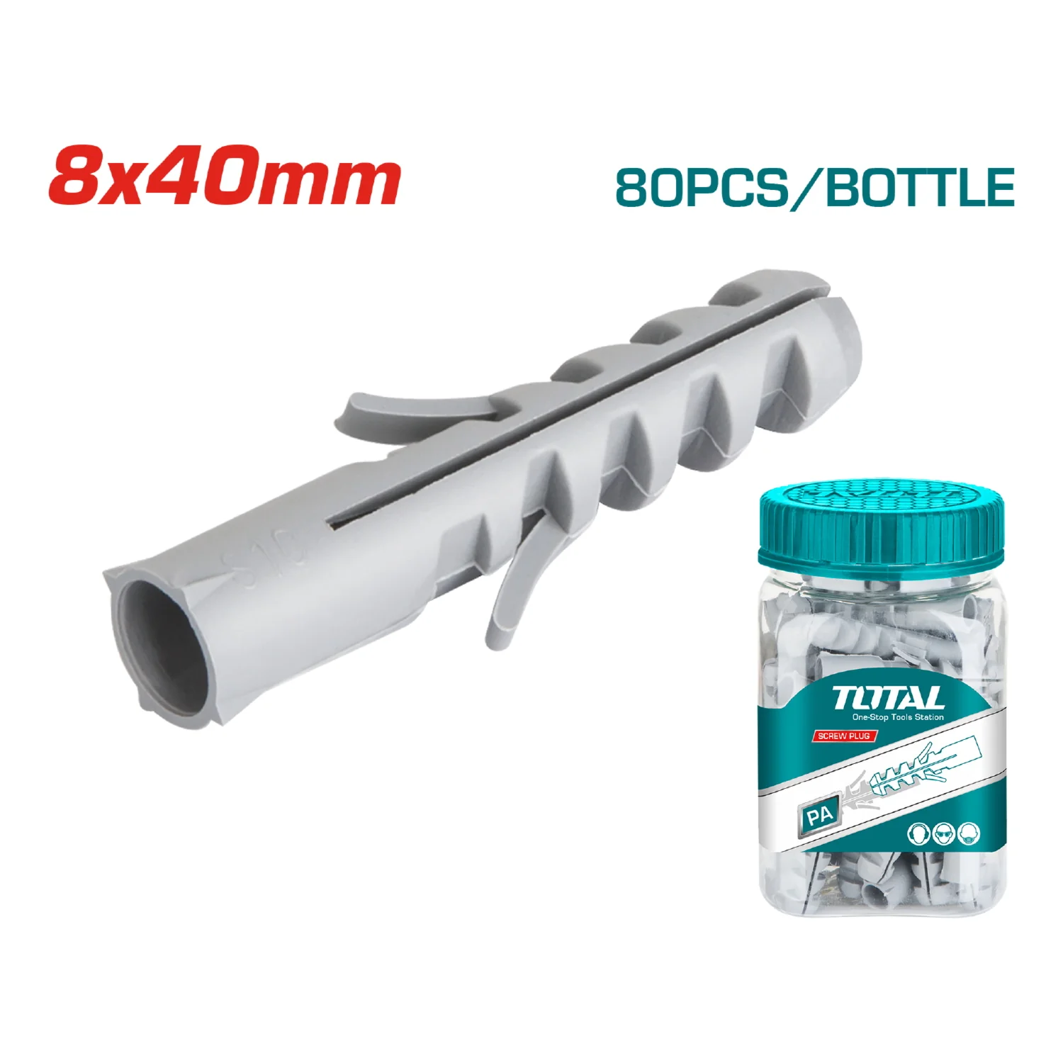 80/Pza Taco Plastico Gris 8X40mm. - Image 2