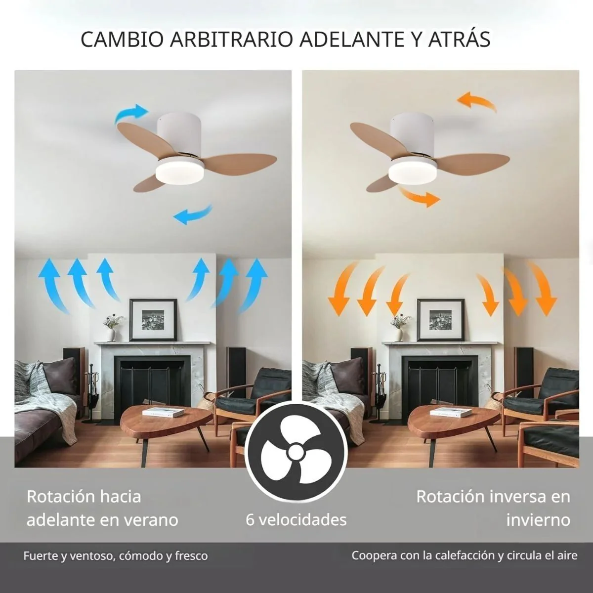 Abanico De Techo Con Lámpara. 3 Tonos De Luz. 25" Ventilador Con Control Remoto. Fan 110V Color Madera Claro - Image 4