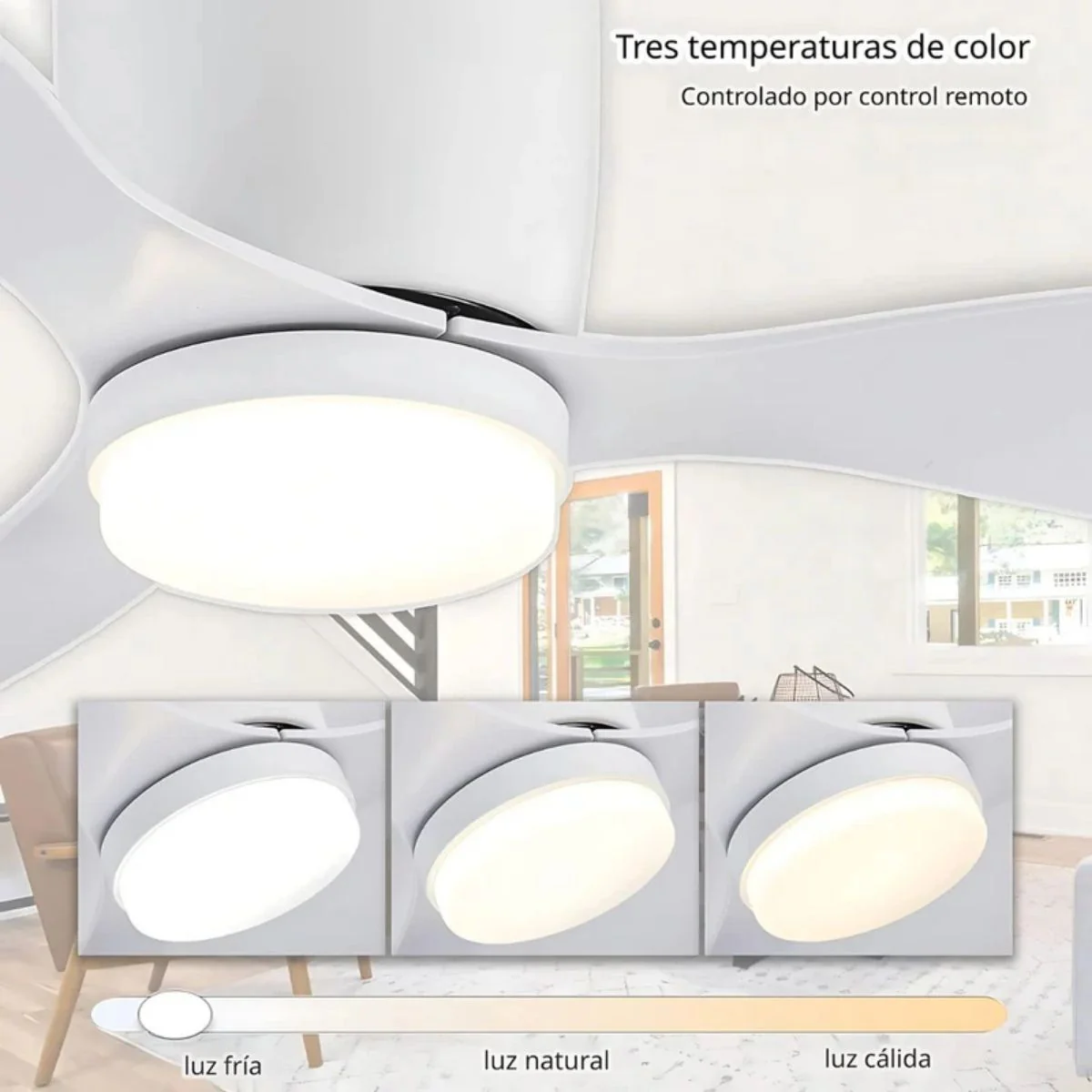 Abanico De Techo Con Lámpara. 3 Tonos De Luz. 42" Ventilador Con Control Remoto. Fan 110V Color Blanco. - Image 3