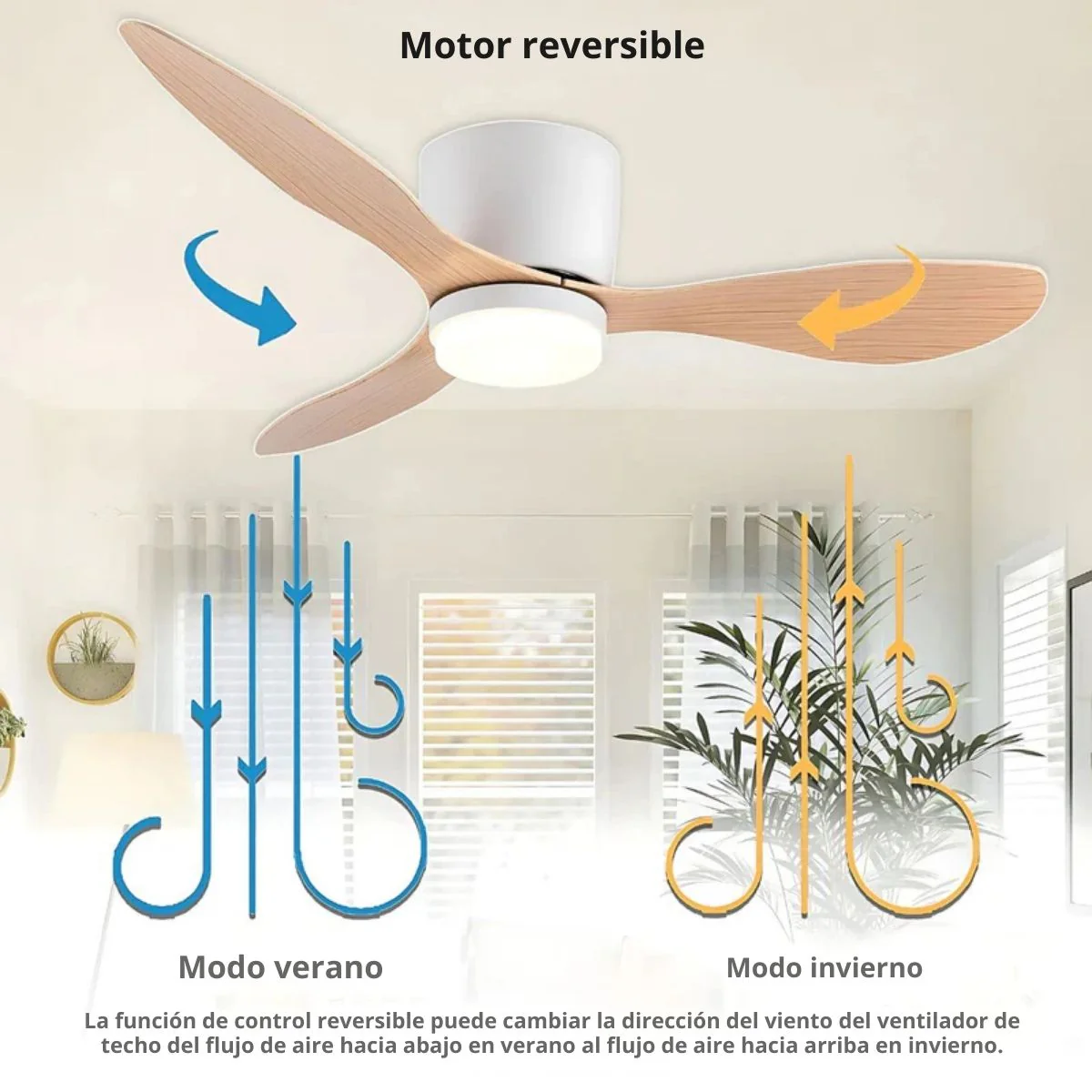 Abanico De Techo Con Lámpara. 3 Tonos De Luz. 42" Ventilador Con Control Remoto. Fan 110V Color Madera Clara - Image 4