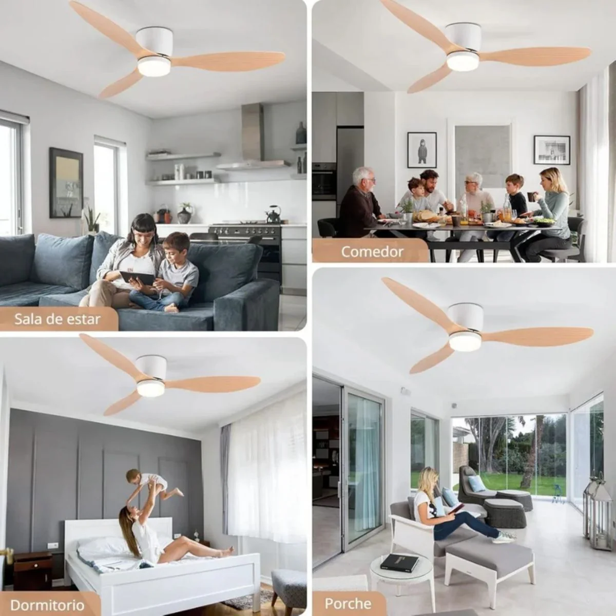Abanico De Techo Con Lámpara. 3 Tonos De Luz. 42" Ventilador Con Control Remoto. Fan 110V Color Madera Clara - Image 5