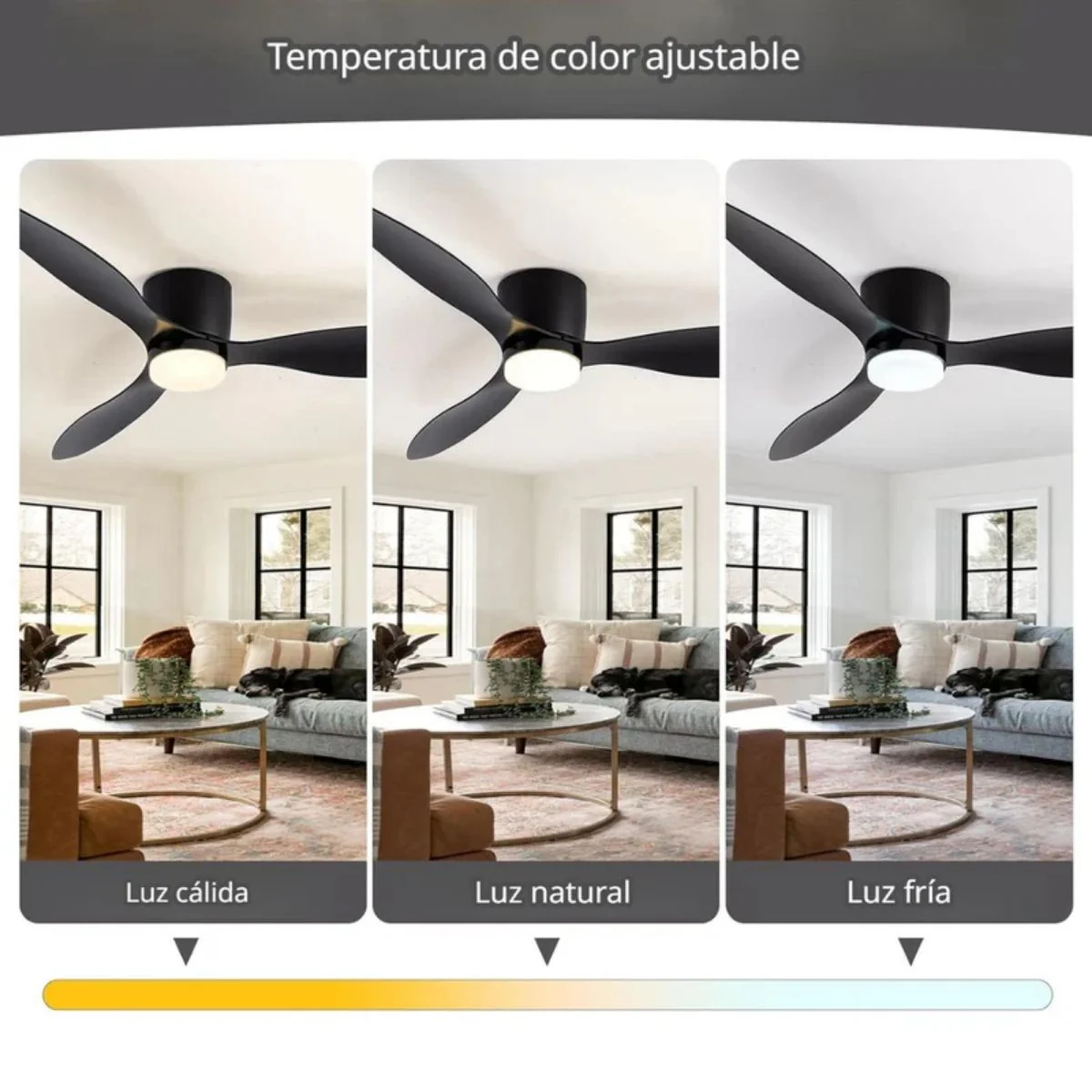 Abanico De Techo Con Lámpara. 3 Tonos De Luz. 42" Ventilador Con Control Remoto. Fan 110V Color Negro. - Image 3