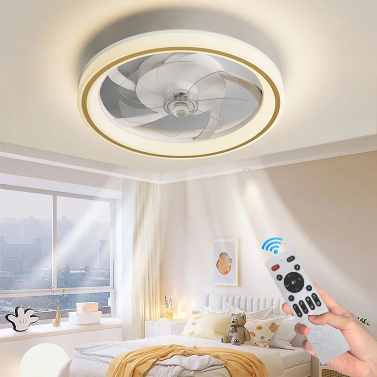 Abanico De Techo Con Luz Led Y Control Remoto. Ventilador Silencioso Con Lámpara Dimeable Integrada 18.8” (48Cm) Color Blanco - Image 4