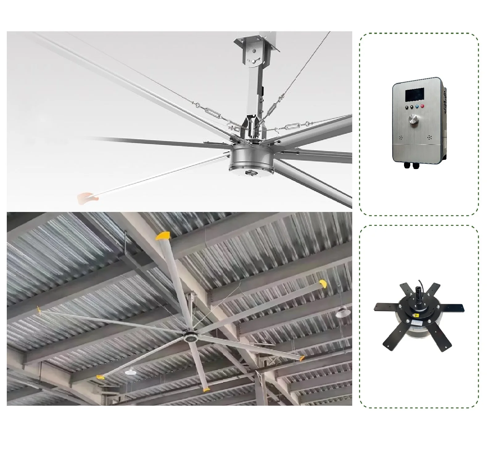 Abanico De Techo Industrial 14 Pies(4.28M) Ventilador Comercial HVLS 6 Aspas, Ahorrador, Cubre 7400M3/Min - 261,329 CFM (640M2) Monofasico 110V/60Hz - 950W/3.2 Amp Super Silencioso - Image 3