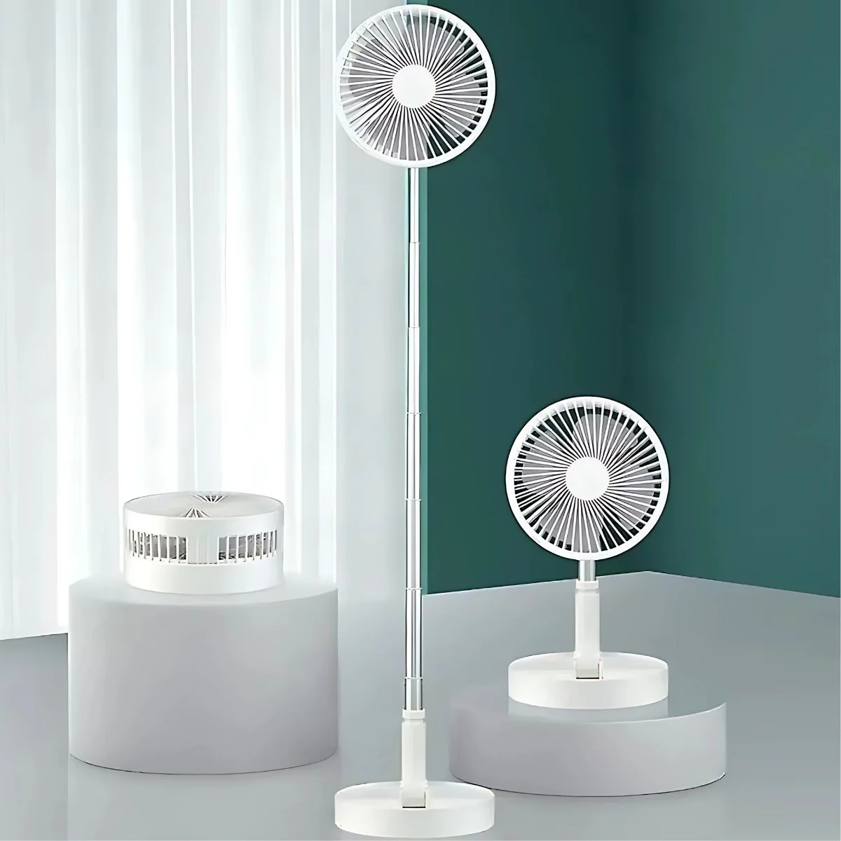 Abanico Plegable Portátil. Ventilador Recargable De 4 Velocidades. Color Blanco. (Unidad). - Image 2