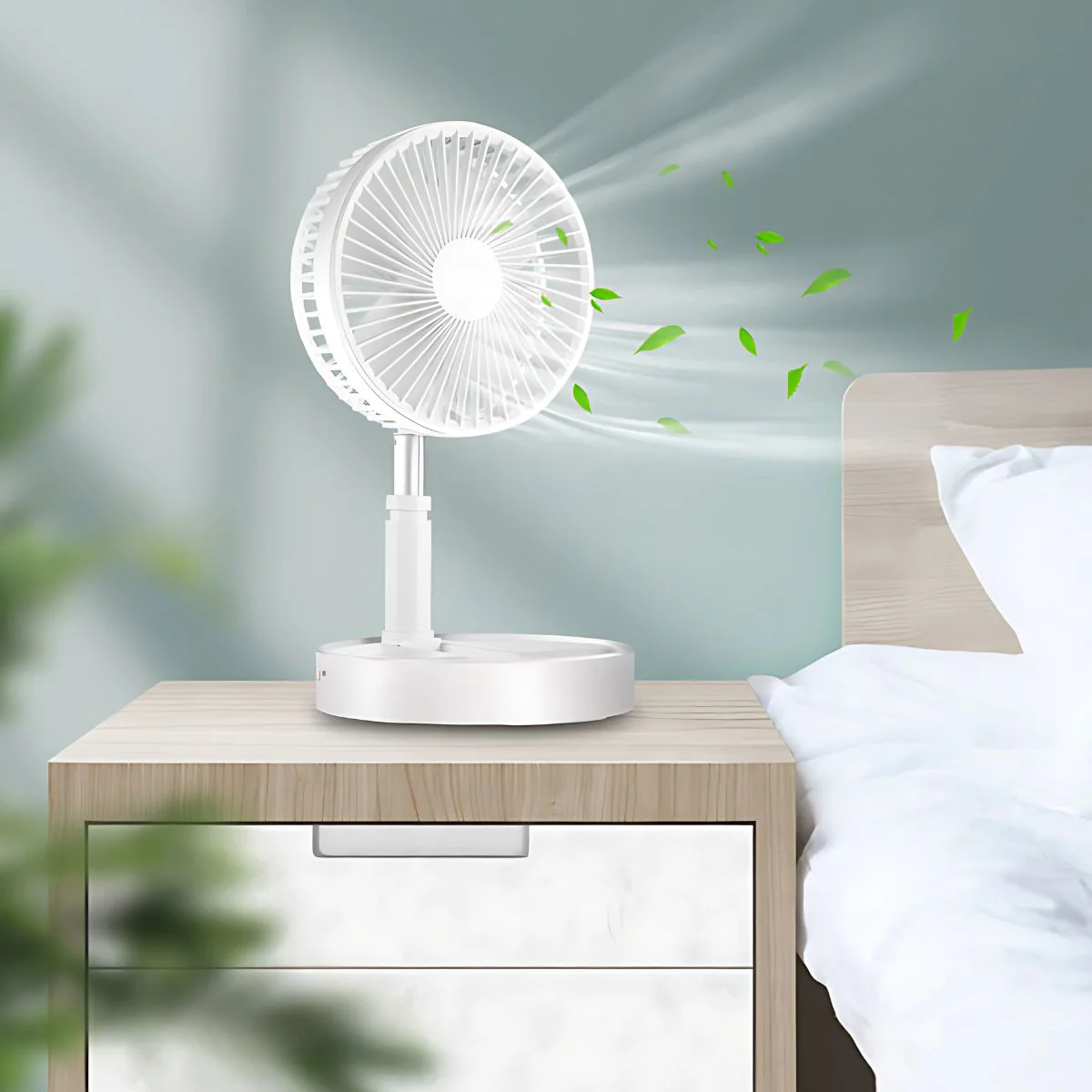 Abanico Plegable Portátil. Ventilador Recargable De 4 Velocidades. Color Blanco. (Unidad). - Image 3