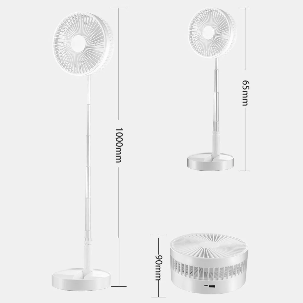 Abanico Plegable Portátil. Ventilador Recargable De 4 Velocidades. Color Blanco. (Unidad). - Image 4
