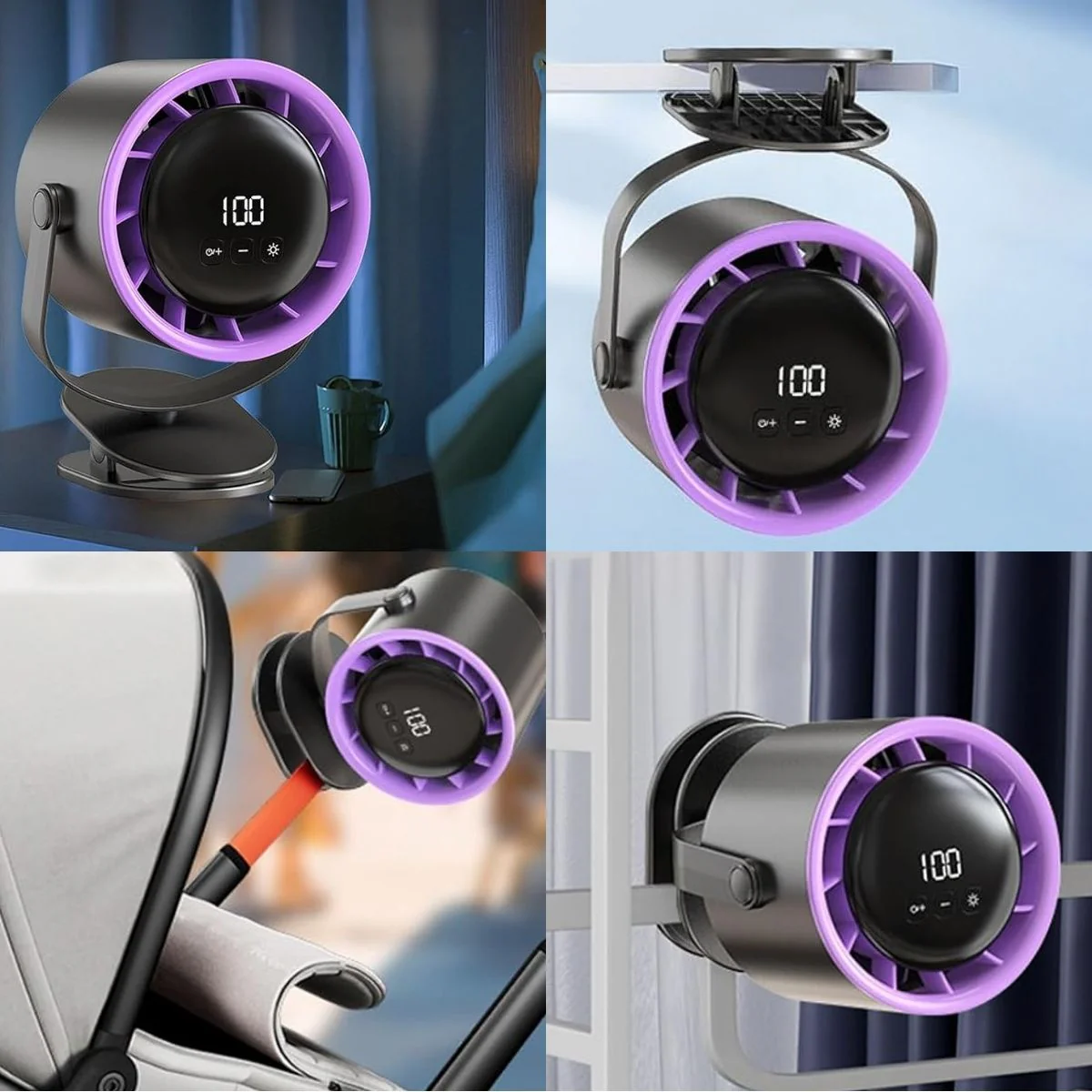 Abanico Recargable De Escritorio De 6" Con Y Pantalla LED. Ventilador Portátil De 100 Velocidades Y Motor Ice Feel. 7V. 5W - Image 6