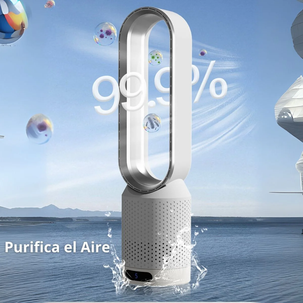 Abanico Sin Aspas De Torre Y Purificador De Aire Con Control Remoto. Ventilador De Torre Con Filtro. 22" 58X14.5 Cm. 40W. - Image 2