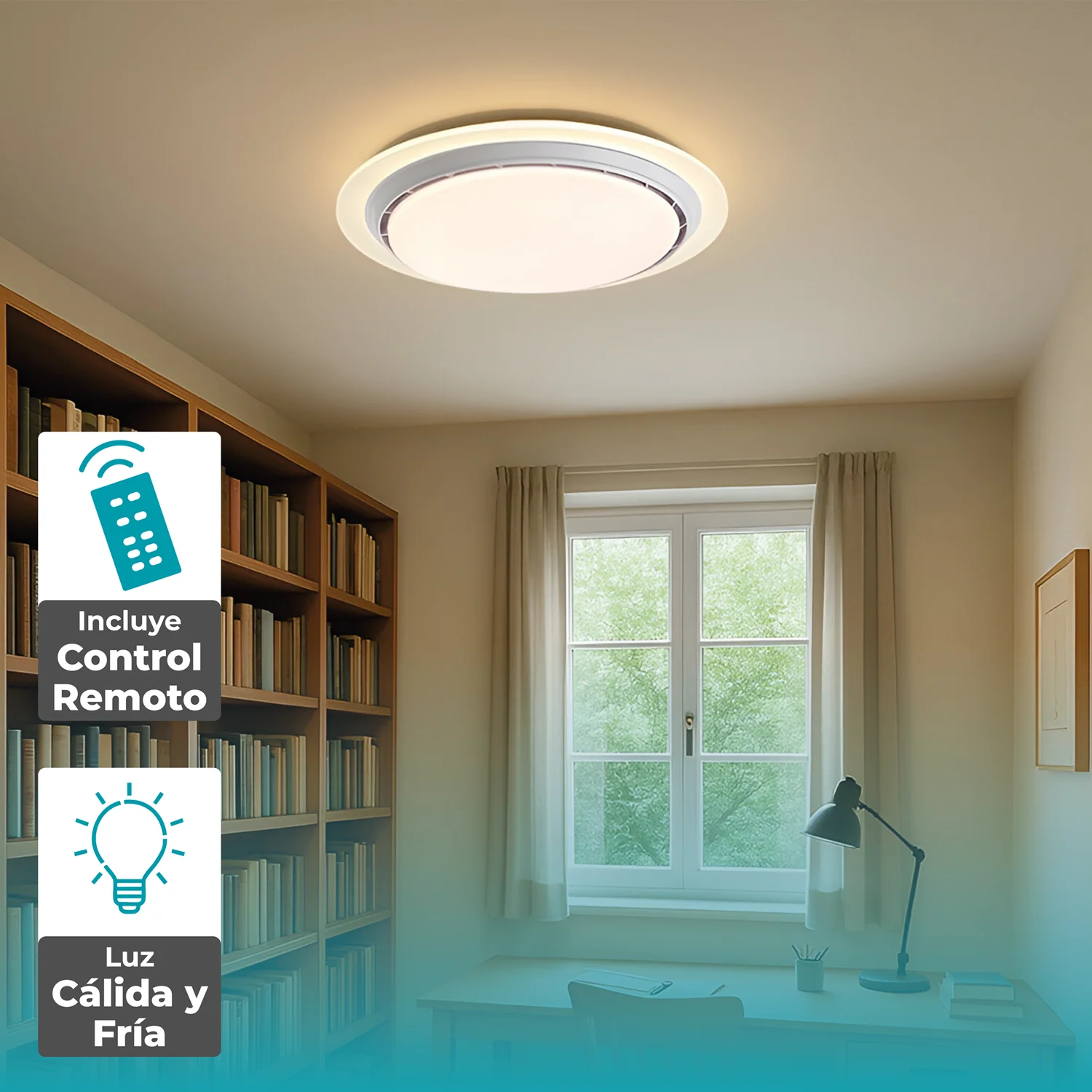 Abanico Sin Aspas Lampara LED Dimeable 3000-6500K Control Por Voz Ventilador Invisible 19"(52Cm) 69W. - Image 4