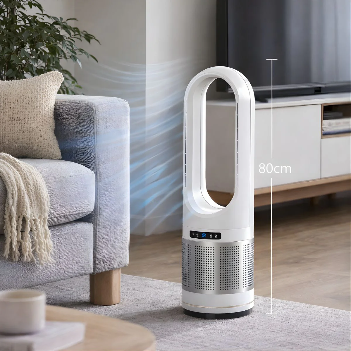 Abanico Sin Aspas Y Purificador De Aire De 32” (80X22cm) 110V. Ventilador De 40W. Elimina El 99.95 % De Partículas PM 2.5