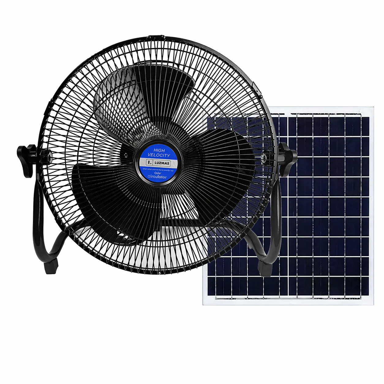 Abanico Solar 12” Con Panel Solar 8000Mah Y 15W. Ventilador Recargable Portátil De 3 Velocidades Adaptador 9V/2A (340X108mm). Color Negro - Image 2