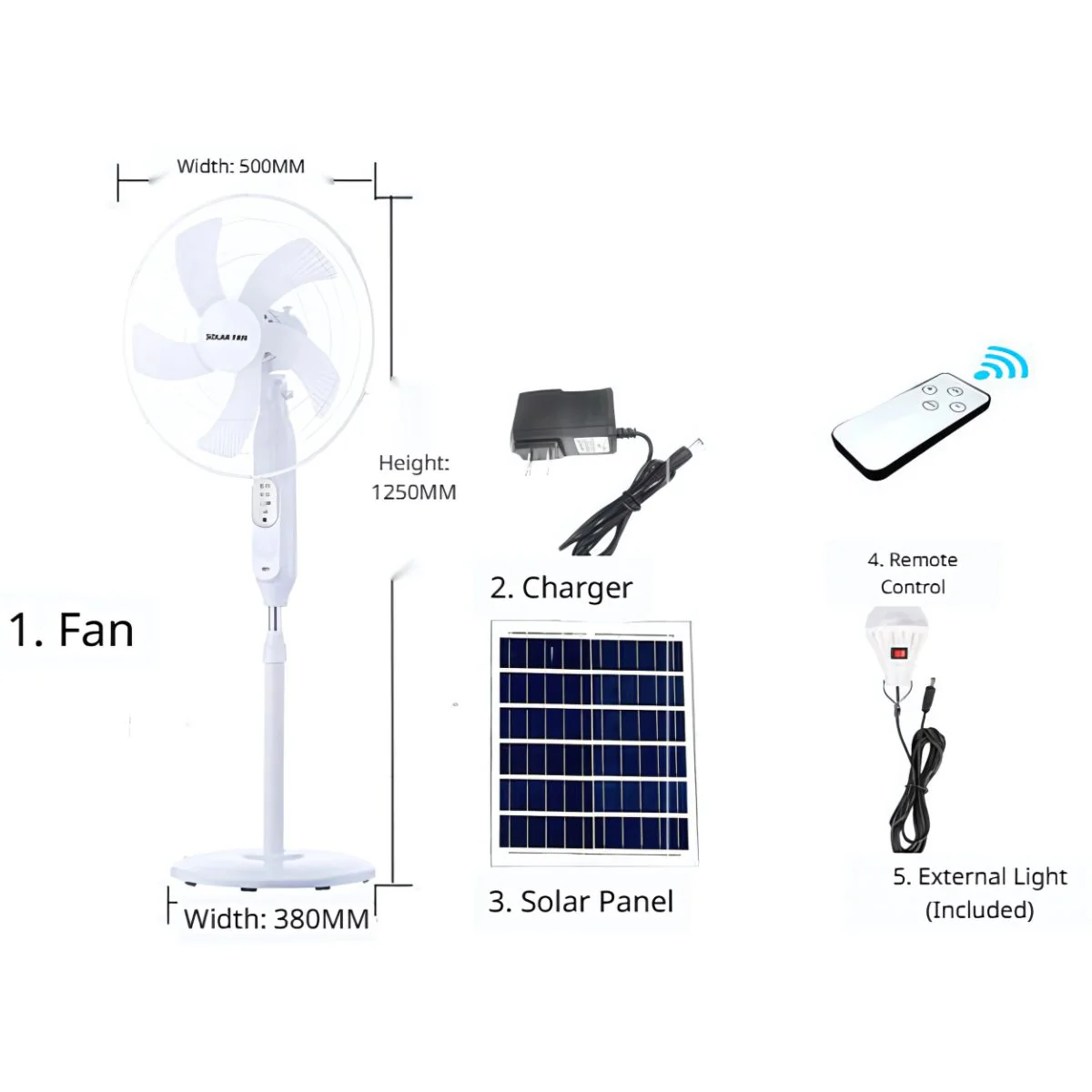 Abanico Solar 18" De Pedestal Recargable Con Energía Solar. Ventilador De Piso Portátil Con Panel Solar. Incluye Control Remoto. - Image 4