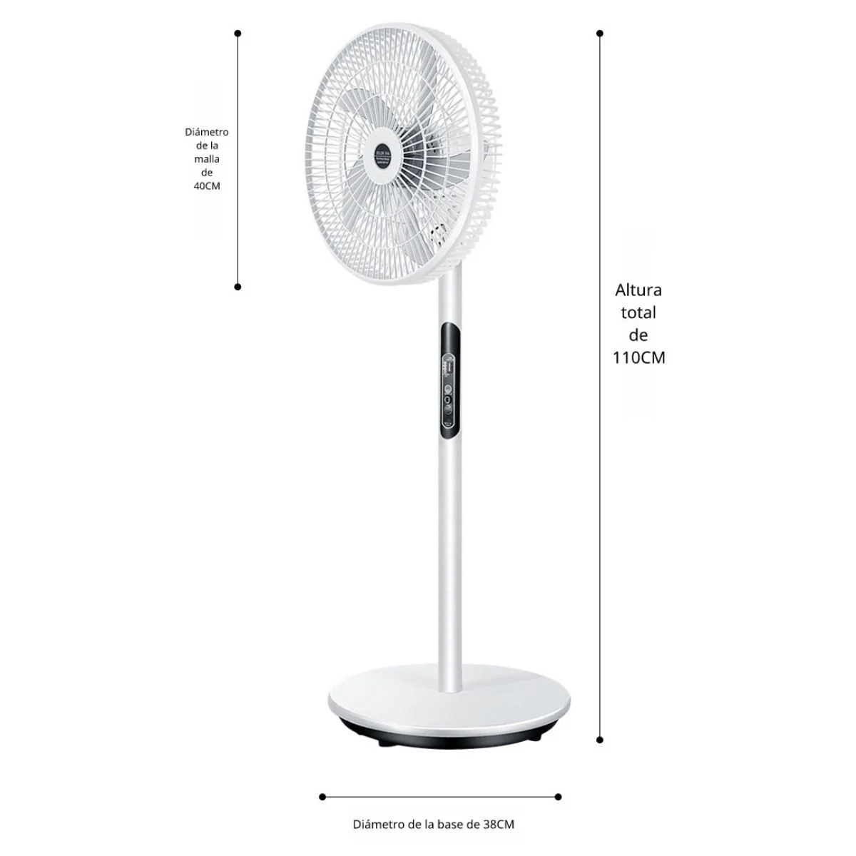 Abanico Solar De Pedestal Recargable. Ventilador De Piso Portátil. 3 Velocidades. Con Control Remoto. No Incluye Panel Solar. - Image 4