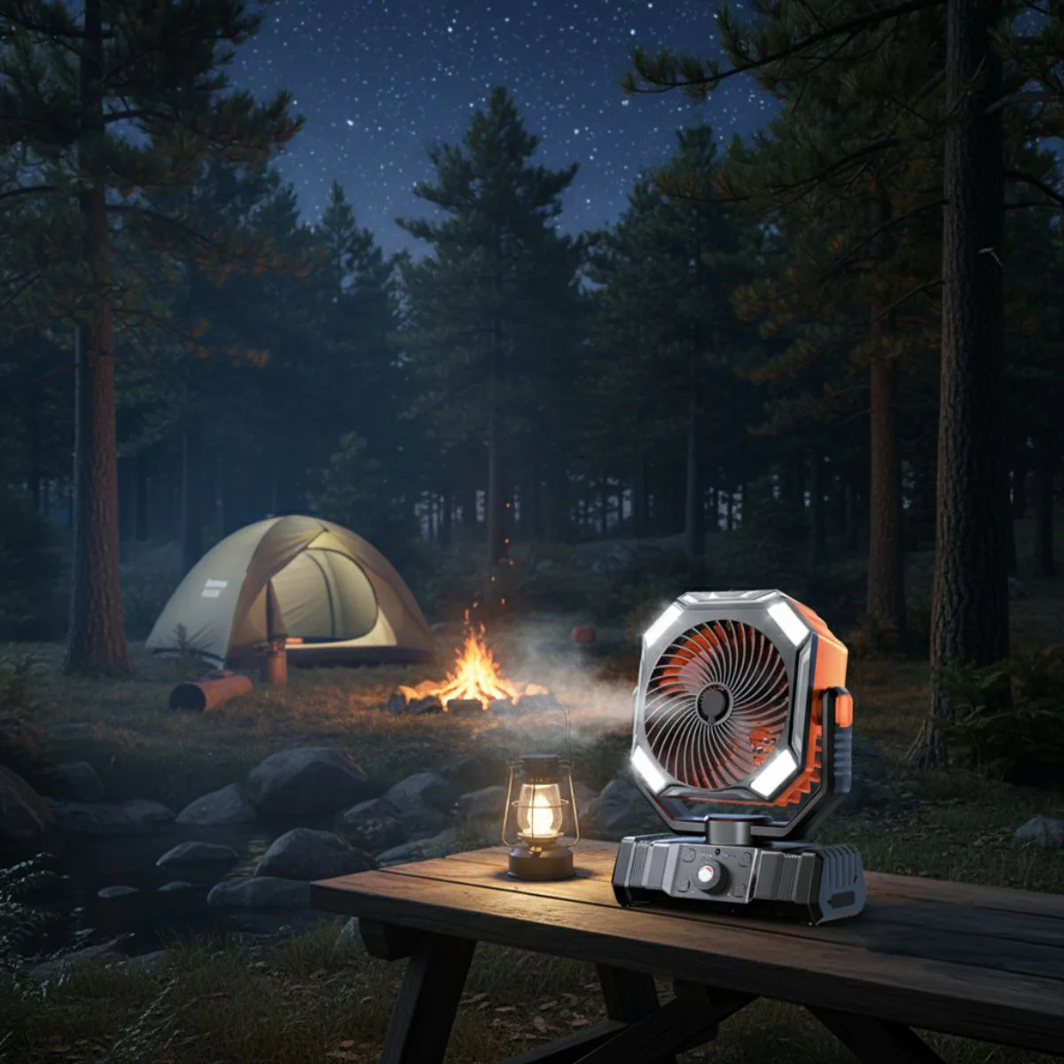 Abanico Ventilador Portátil Recargable Con Oscilación. Abanico Para Camping Y Exteriores. Luz LED, Humidificación Y Power Bank. 10000Mah [7-16H] - Image 2