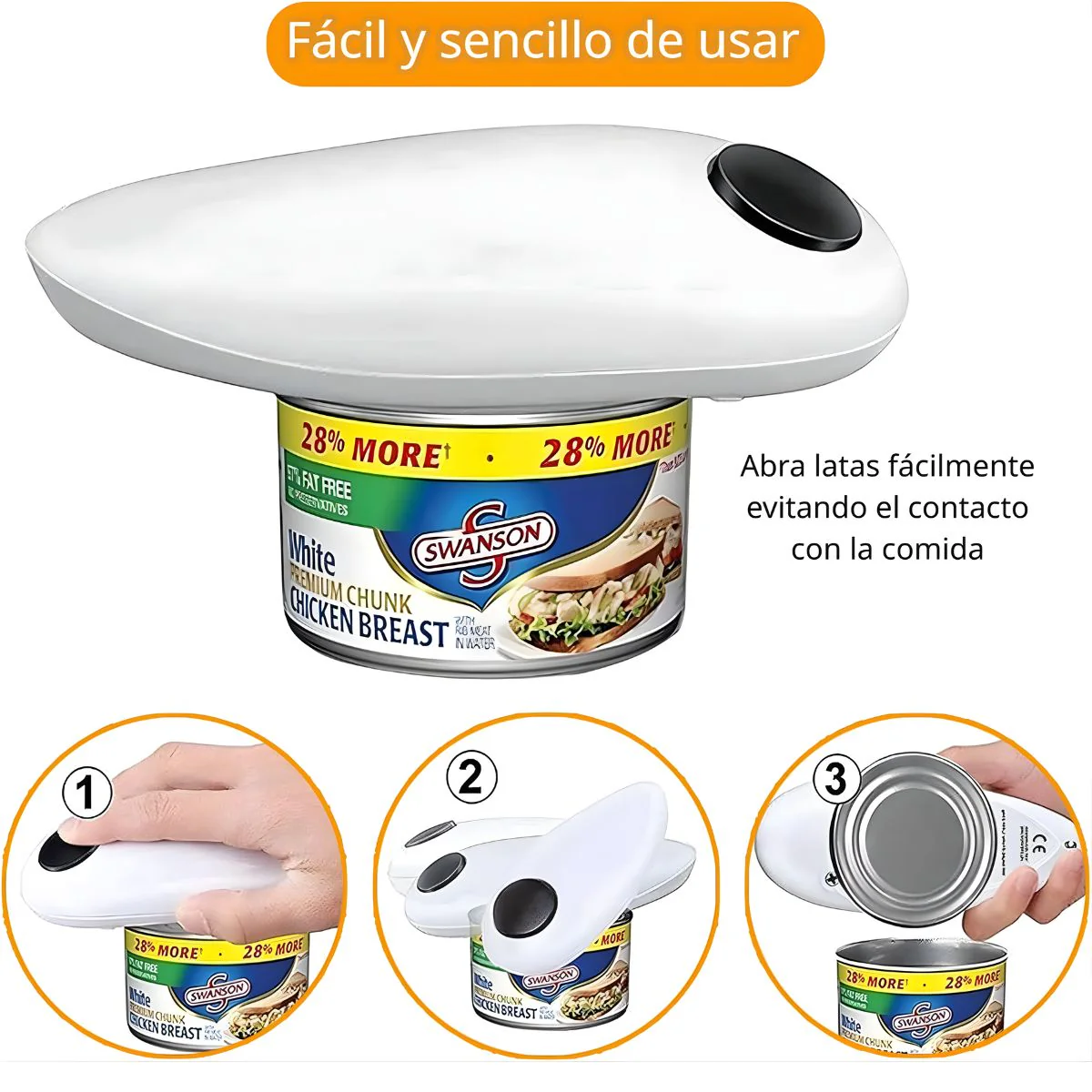 Abrelatas Eléctrico Automático Portátil. Apertura Sin Esfuerzo Para Latas Y Frascos. Incluye Herramienta Antideslizante Para Tapas. - Image 2