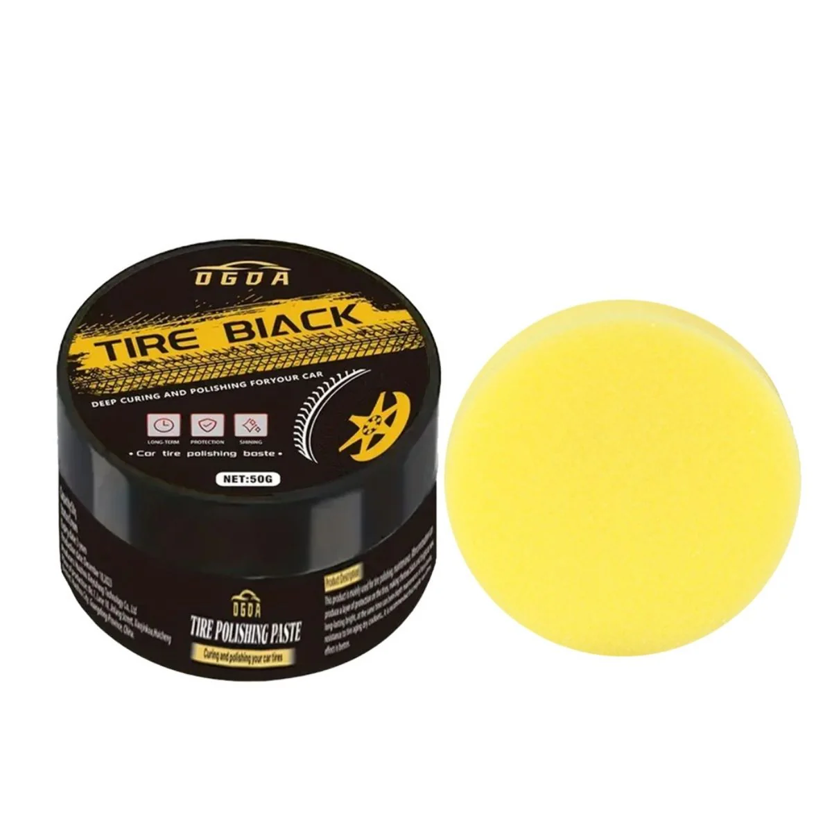 Abrillantador De Llantas Para Llantas Y Plásticos 50G  Brillo Duradero. Pasta Restauradora Protección Antienvejecimiento Para Autos (Incluye Esponja) - Image 2