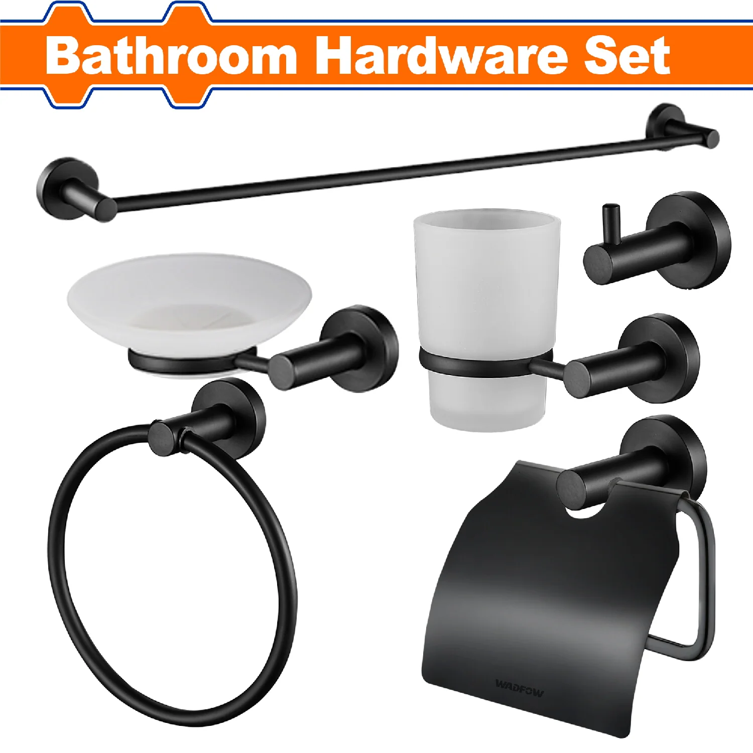 Accesorios Para Baño. 6 Piezas. Fabricado En Aleación De Zinc, Acero Inoxidable Y Vidrio. Negro. - Image 2