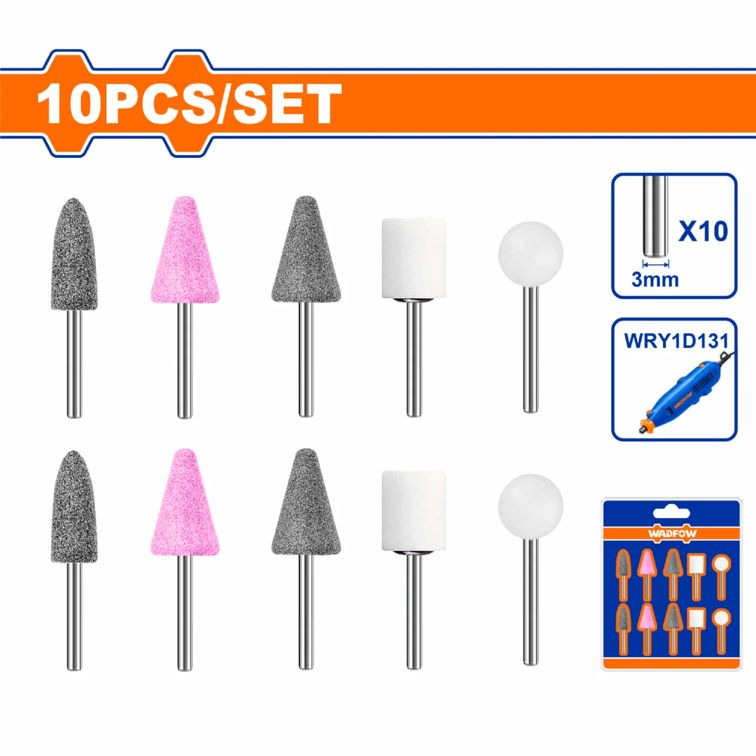 Accesorios Para Mini Mototools (Fresas De Rectificado) Compatible Con WRY1D131 Set De 10 Piezas