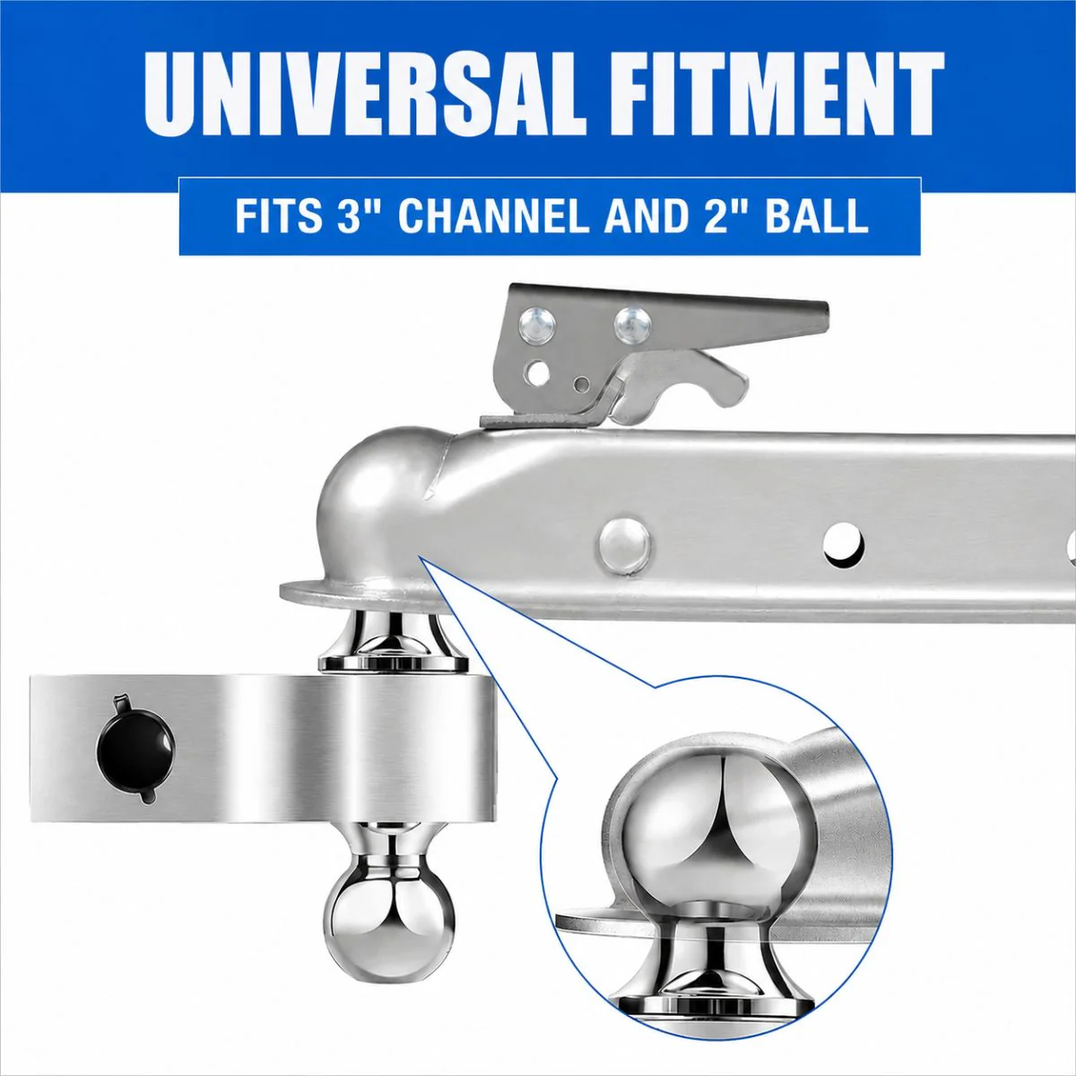Acoplador Para Remolque Universal 2 Pulgadas Con Cierre Ajustable. Enganche De Acero Galvanizado Para Bola De Enganche. - Image 3