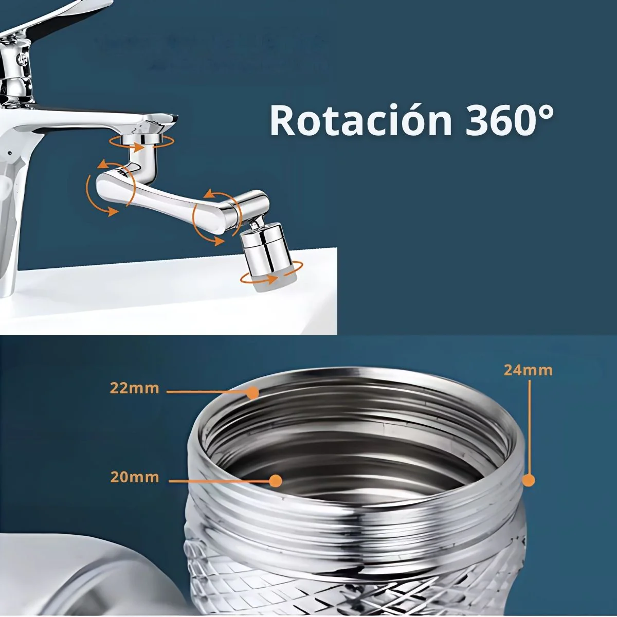 Adaptador Boquilla Universal Flexible Para Grifo De Baño. Accesorio Giratorio Para Lavamanos. Y Cocina. Color Plateado. Bronce Niquelado - Image 3