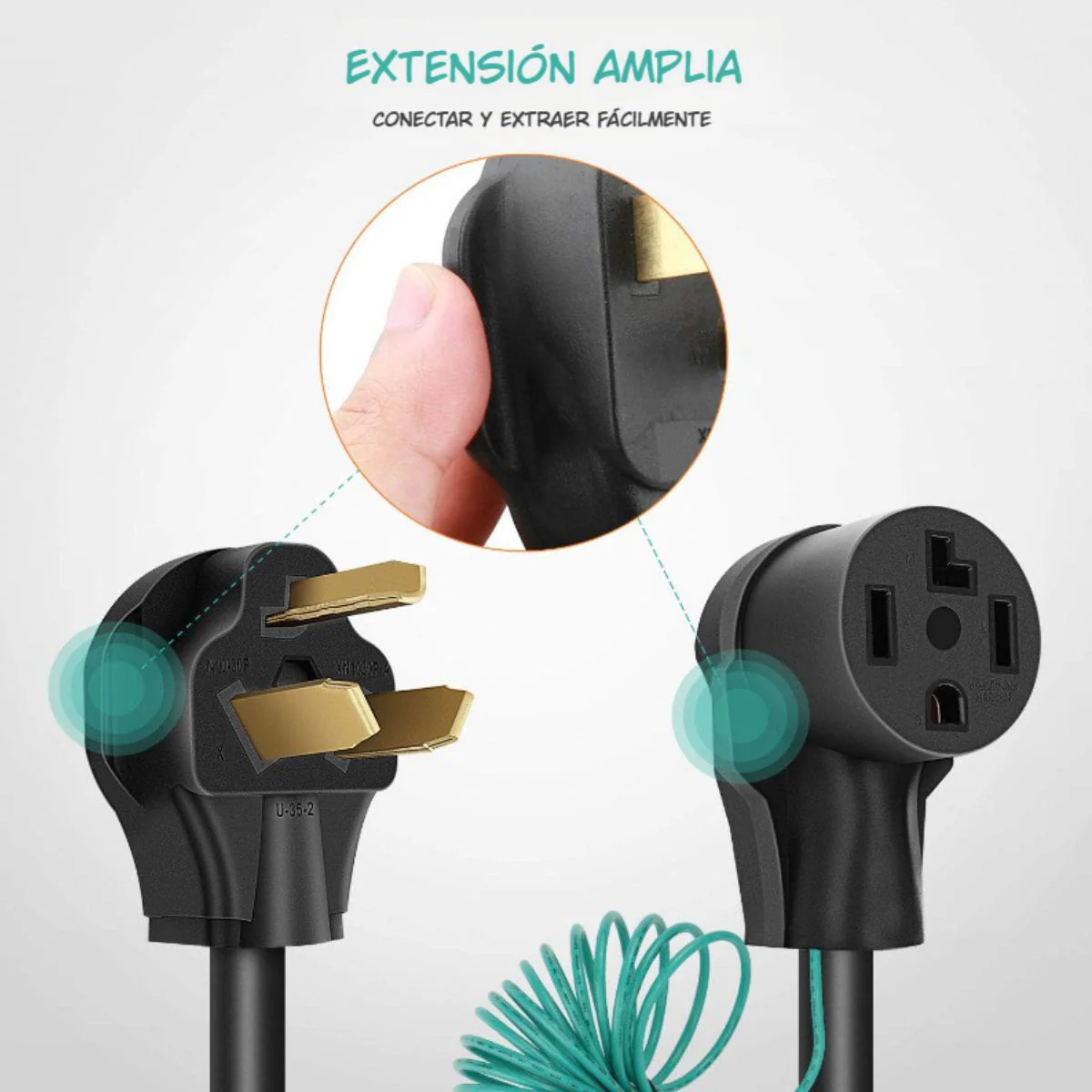 Adaptador De Corriente Para Secadora 30A 125/250V. Conector 3 A 4 Ranuras Con Cable De Tierra, Potencia Máxima 7500W. 10-30P To 14-30R - Image 3