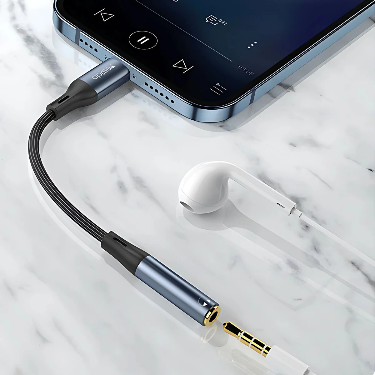 Adaptador Lightning Y Jack 3.5Mm.  Plug & Play. Cable Ideal Para Apple: Iphone & Ipad. Largo: 12Cm.