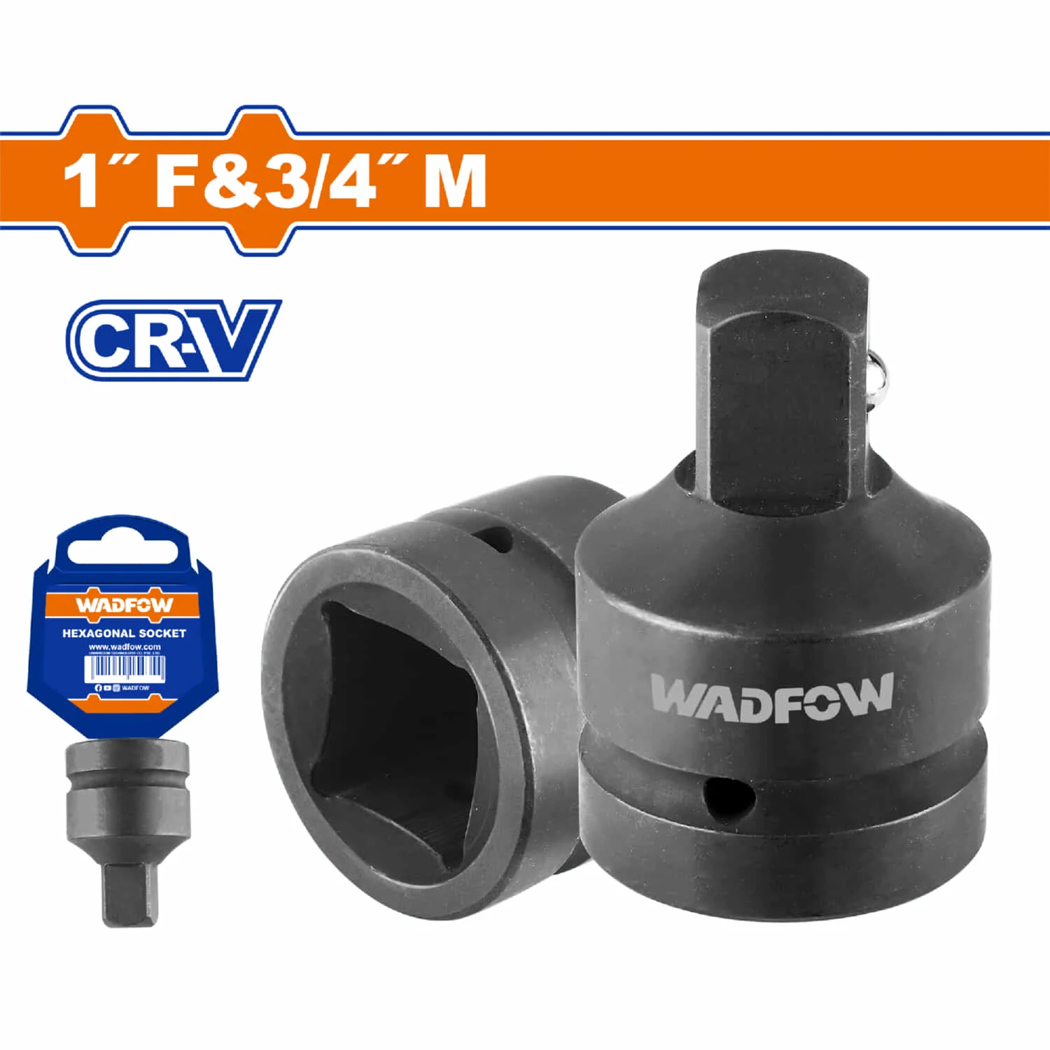 Adaptador Para Dado De Impacto 1"(H)& 3/4"(M) Cr-V Tratamiento Térmico.