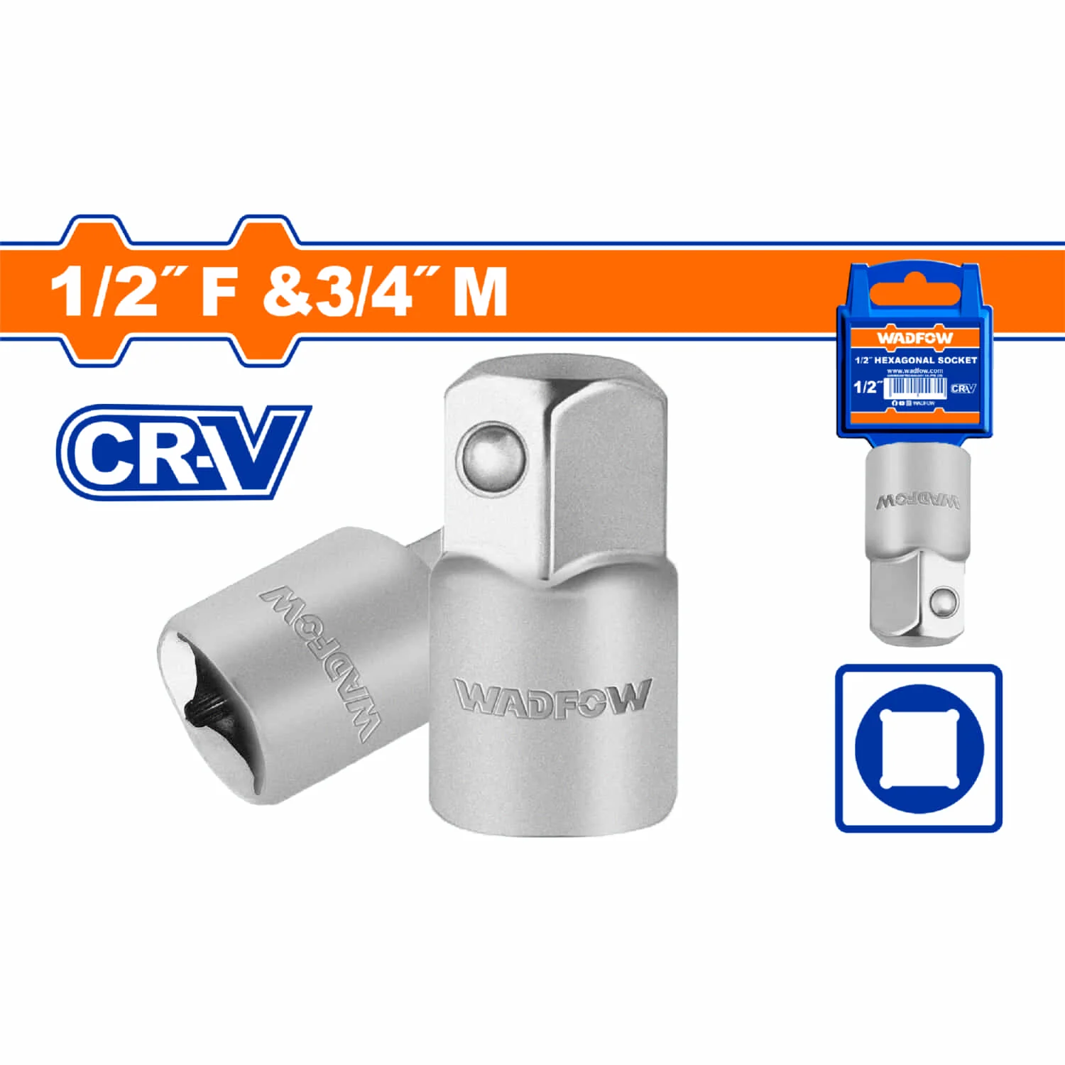Adaptador Para Socket 1/2"(H) X 3/4"(M) Cr-V Casquillo.