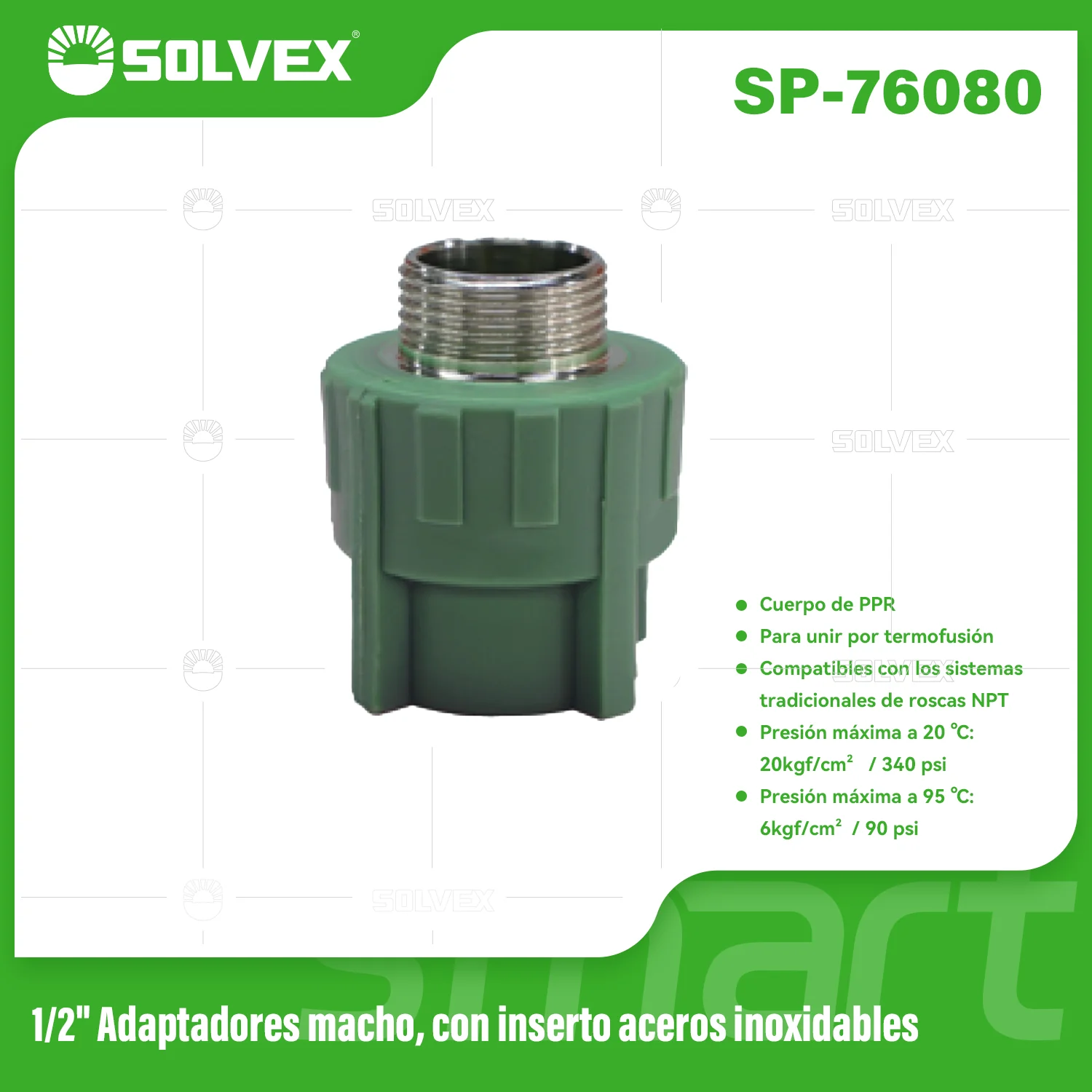Adaptadores PPR Macho Con Insertos De Acero Inoxidable. Conectores Termofusión Para Agua. - Image 2