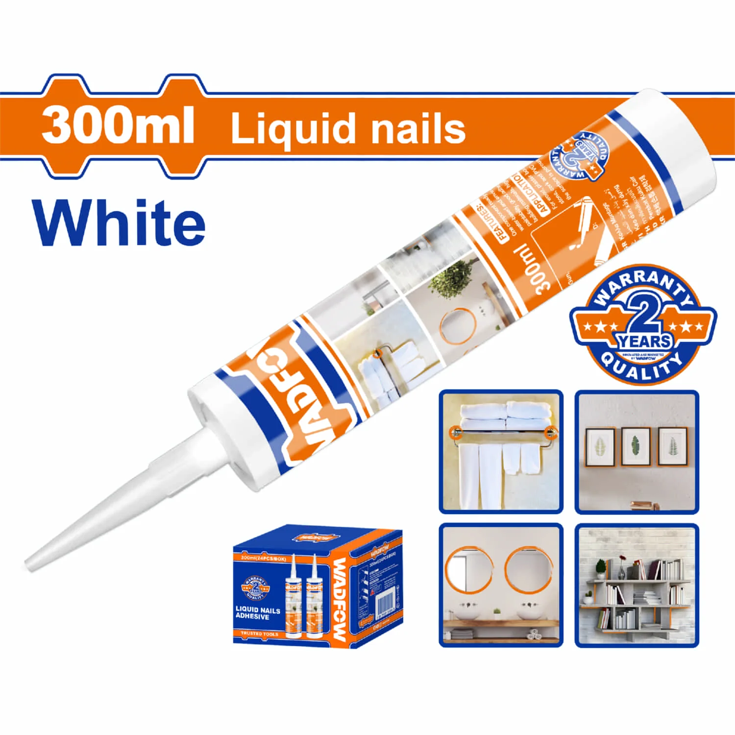 Clavo Liquido Adhesivo Sin Clavos 300Ml Blanco Unión Fuerte. Sellador Líquido. Liquid Nails Pegamento
