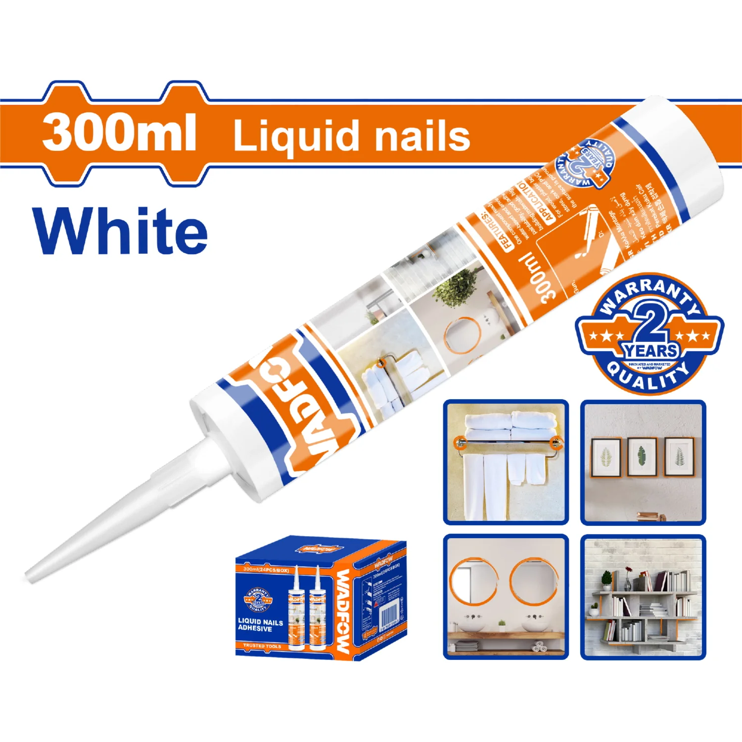 Clavo Liquido Adhesivo Sin Clavos 300Ml Blanco Unión Fuerte. Sellador Líquido. Liquid Nails Pegamento - Image 2