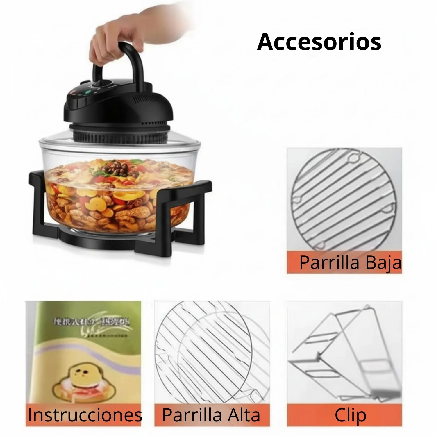 Air Fryer De Vidrio 8 En 1. 20L 1300W Horno Halógeno Multifunción Para Asar, Horneary Freír Sin Aceite - Image 4