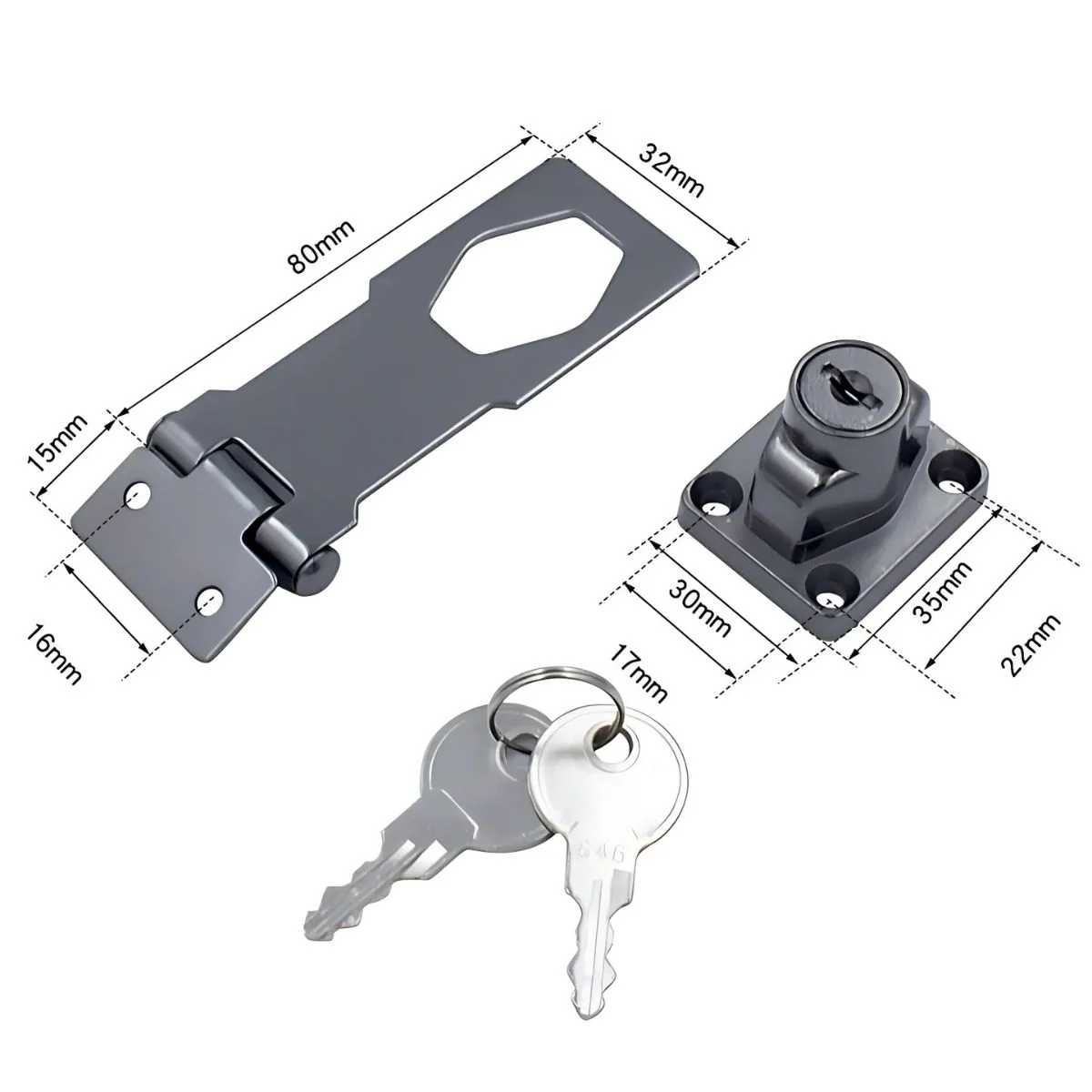 Aldaba Con Cerrojo De Seguridad 3". Cerradura Con Llave Para Puertas Y Armarios. - Image 3