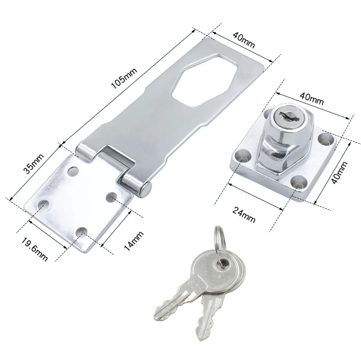Aldaba Con Cerrojo De Seguridad 4". Cerradura Con Llave Para Puertas Y Armarios. - Image 4
