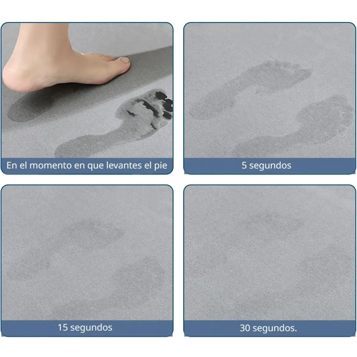 Alfombra De Baño De Diatomeas Super Absorbente Antideslizante. Tapete Baño De Secado Rápido. Color Gris 60X39cm - Image 4