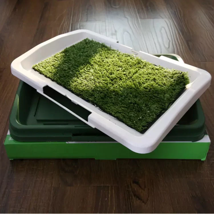 Alfombrilla  Con Bandeja Plastica De Entrenamiento Para Perros. Alfombra De Grama Sintetica