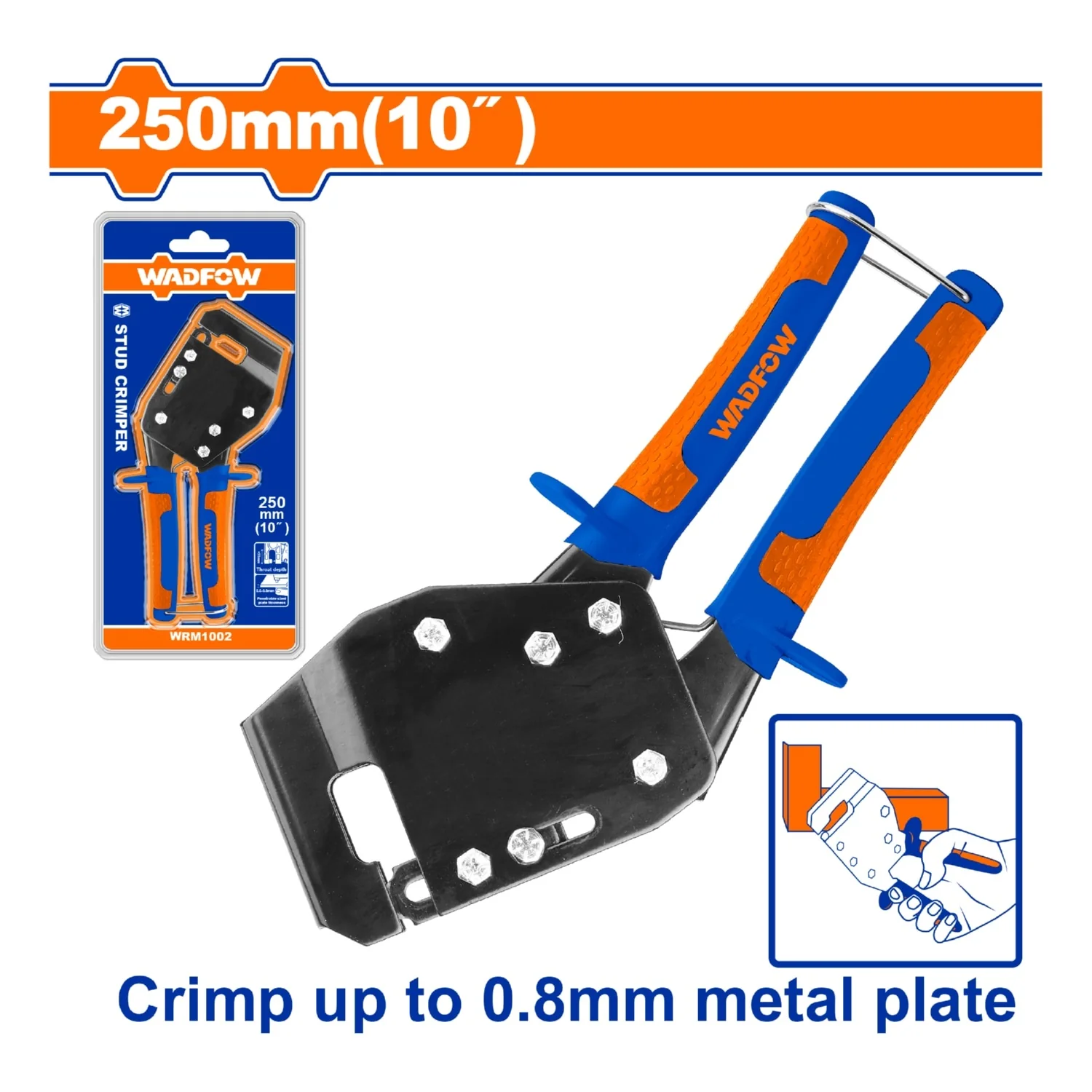 Alicate Con Matraca Para Crimpar Stud Conectores Eléctricos. 10". 0.8Mm. Operación Con Una Mano.