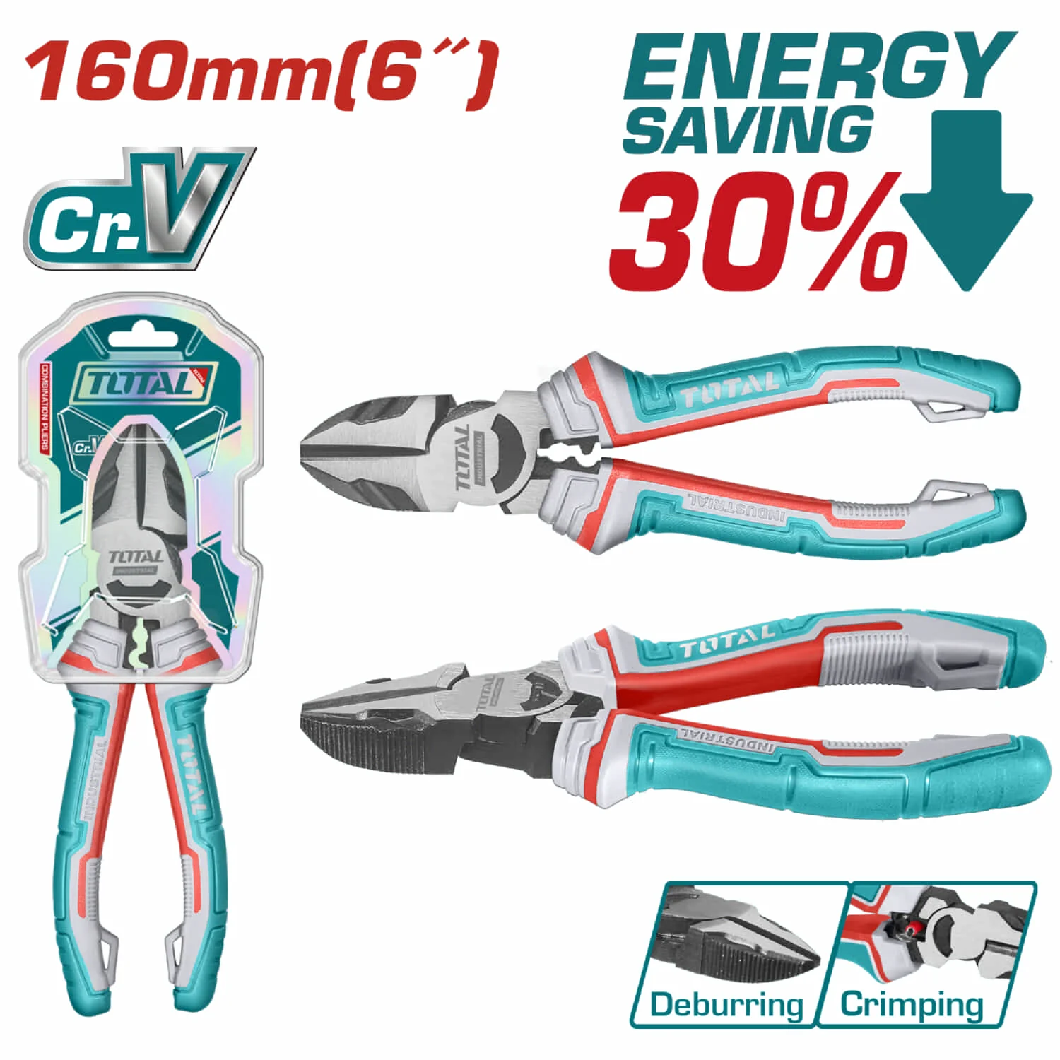 Alicate De Corte Diagonal De 6"/160Mm Cr-V. De Alto Apalancamiento Ahorran El 30% De La Fuerza.