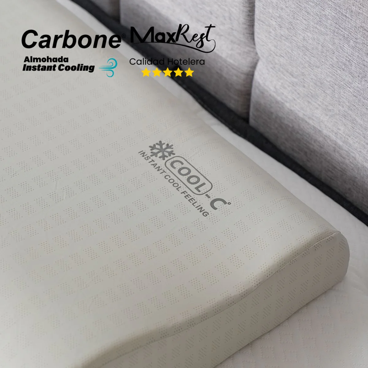 Almohada Cervical 60X35cm Carbone Maxrest 5 Estrellas Con Enfriamiento Instantáneo. Alivia El Dolor Y Mejora La Postura. Calidad Hotelera.. - Image 2