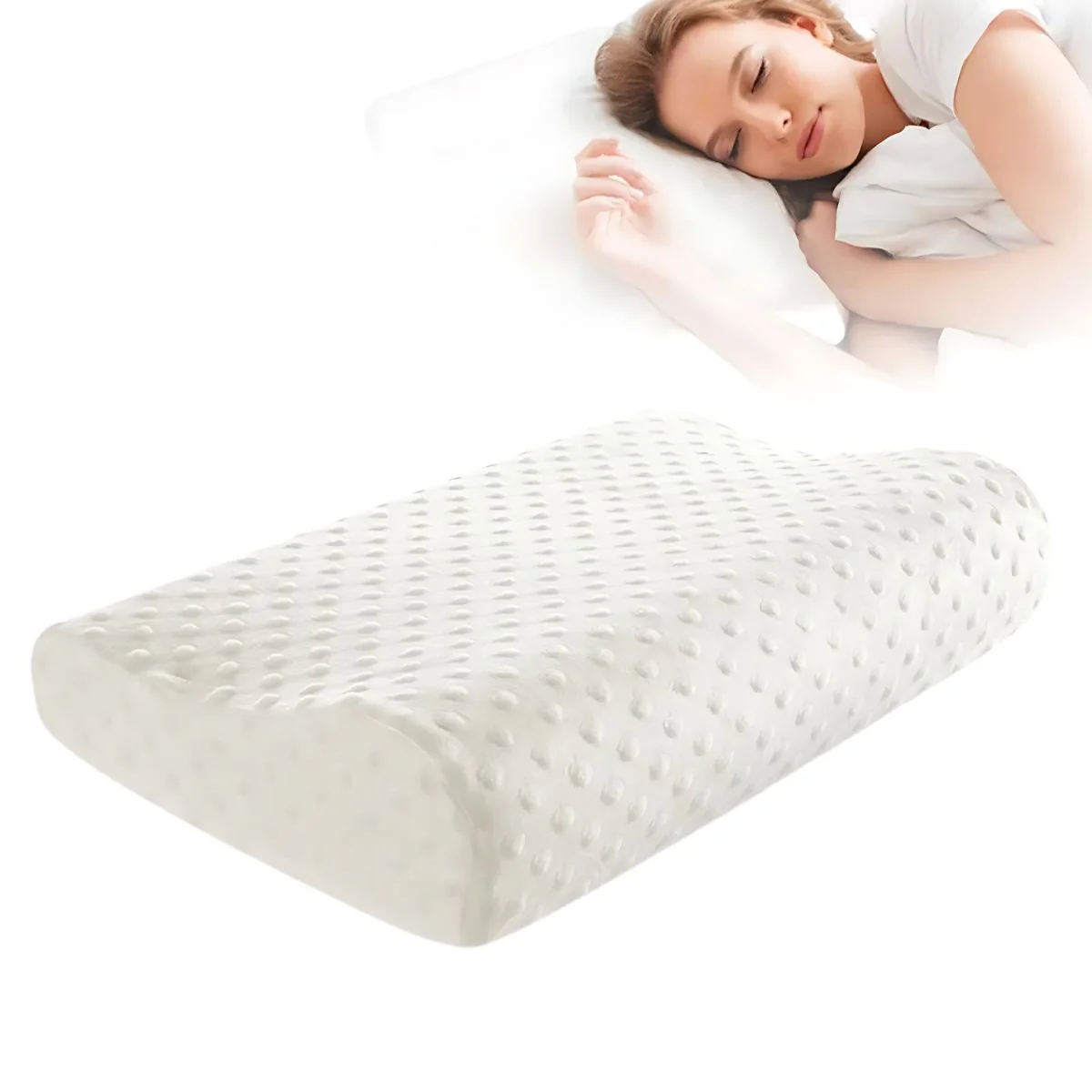 Almohada Ortopédica Ergonómica. Soporte Cervical De Espuma Con Funda Transpirable Para Dormir Mejor. 55*35*11/9Cm