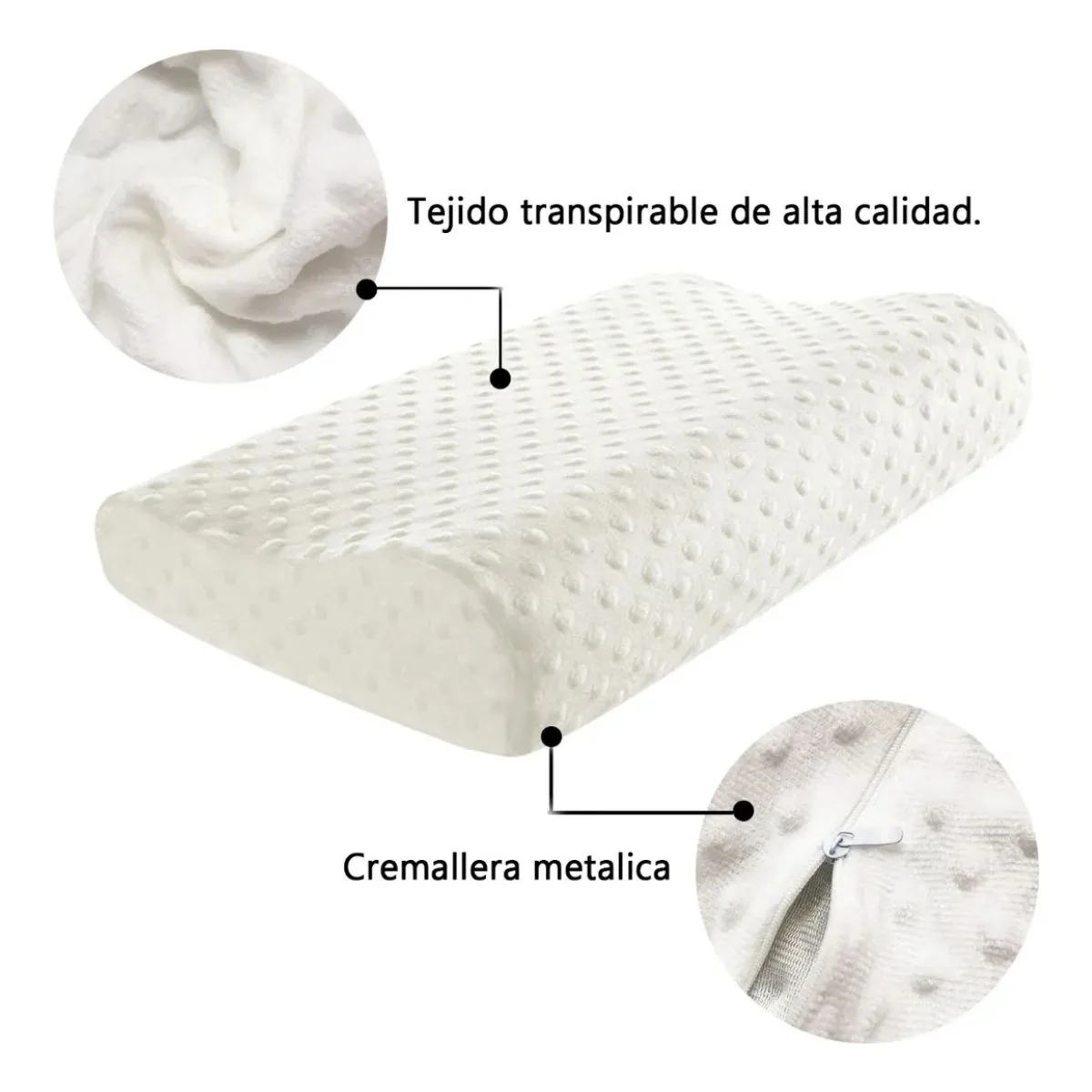 Almohada Ortopédica Ergonómica. Soporte Cervical De Espuma Con Funda Transpirable Para Dormir Mejor. 55*35*11/9Cm - Image 3
