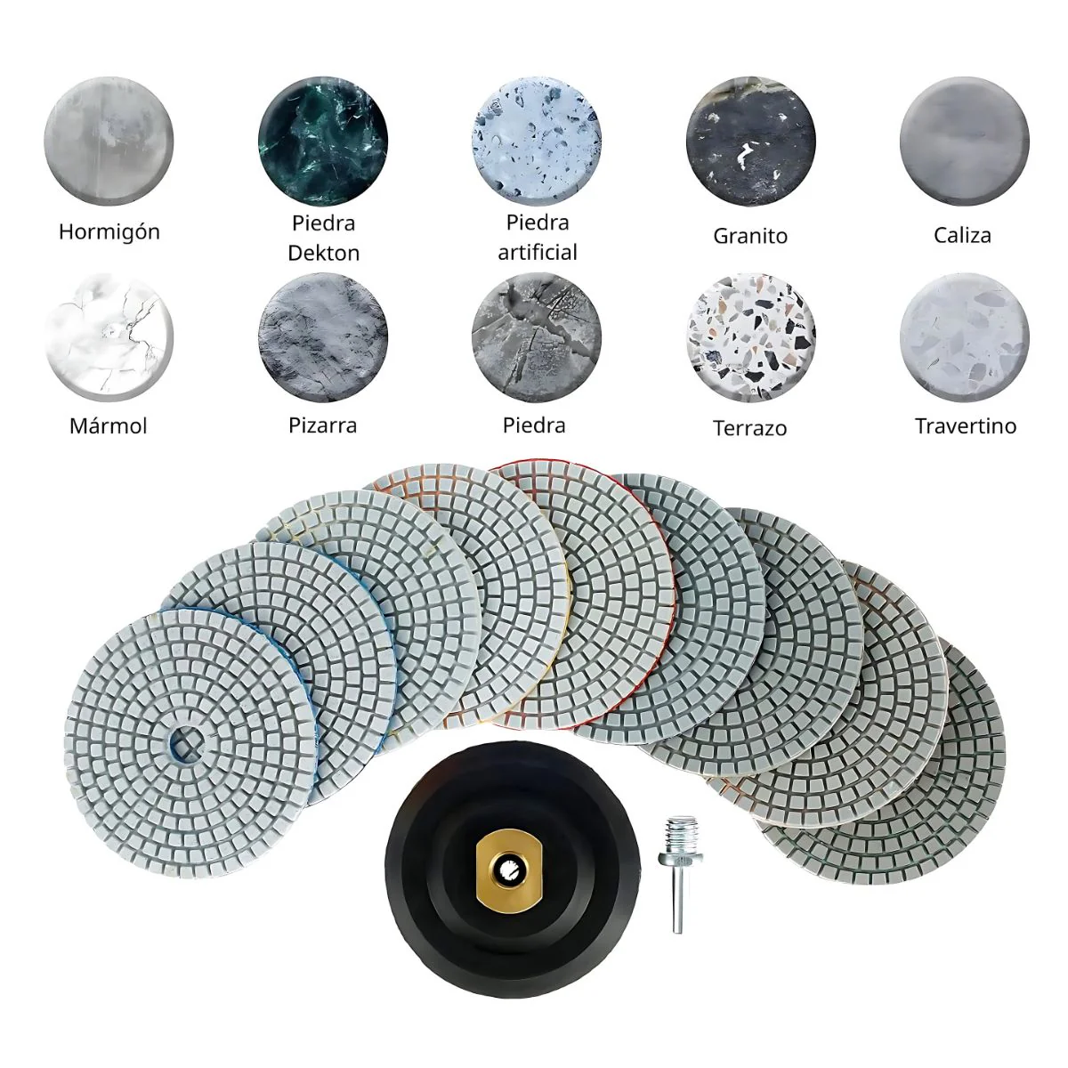 Almohadilla De Pulido De Diamante 4” (100 Mm) – Grano 150#. Disco De Pulido Seco Y Húmedo Para Mármol, Granito. (Grado Industrial) - Image 2