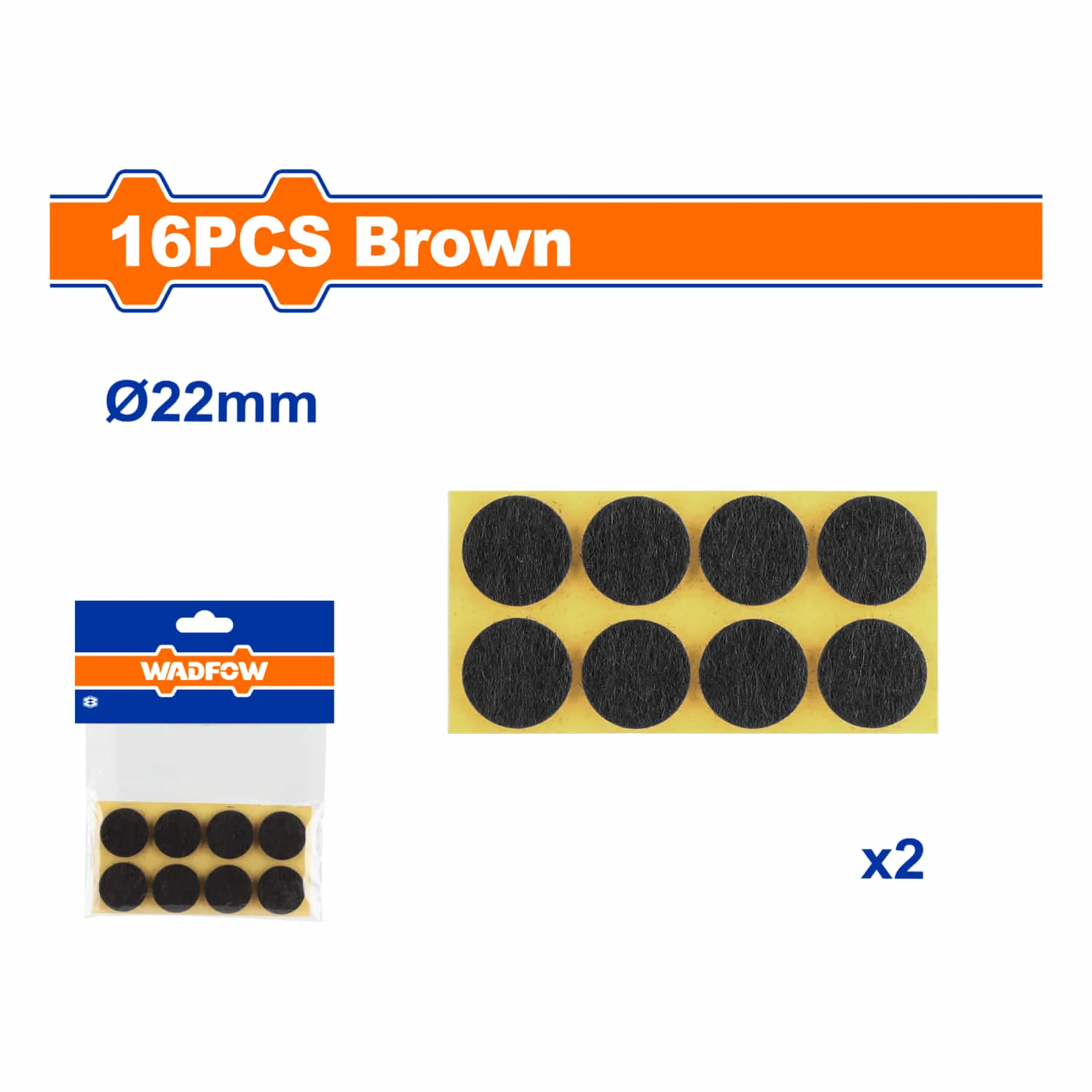 Almohadillas Autoadhesivas. Φ22mm Marrón Grosor: 3Mm Set De 16 Piezas.  Fieltros Parches Deslizadores - Image 2