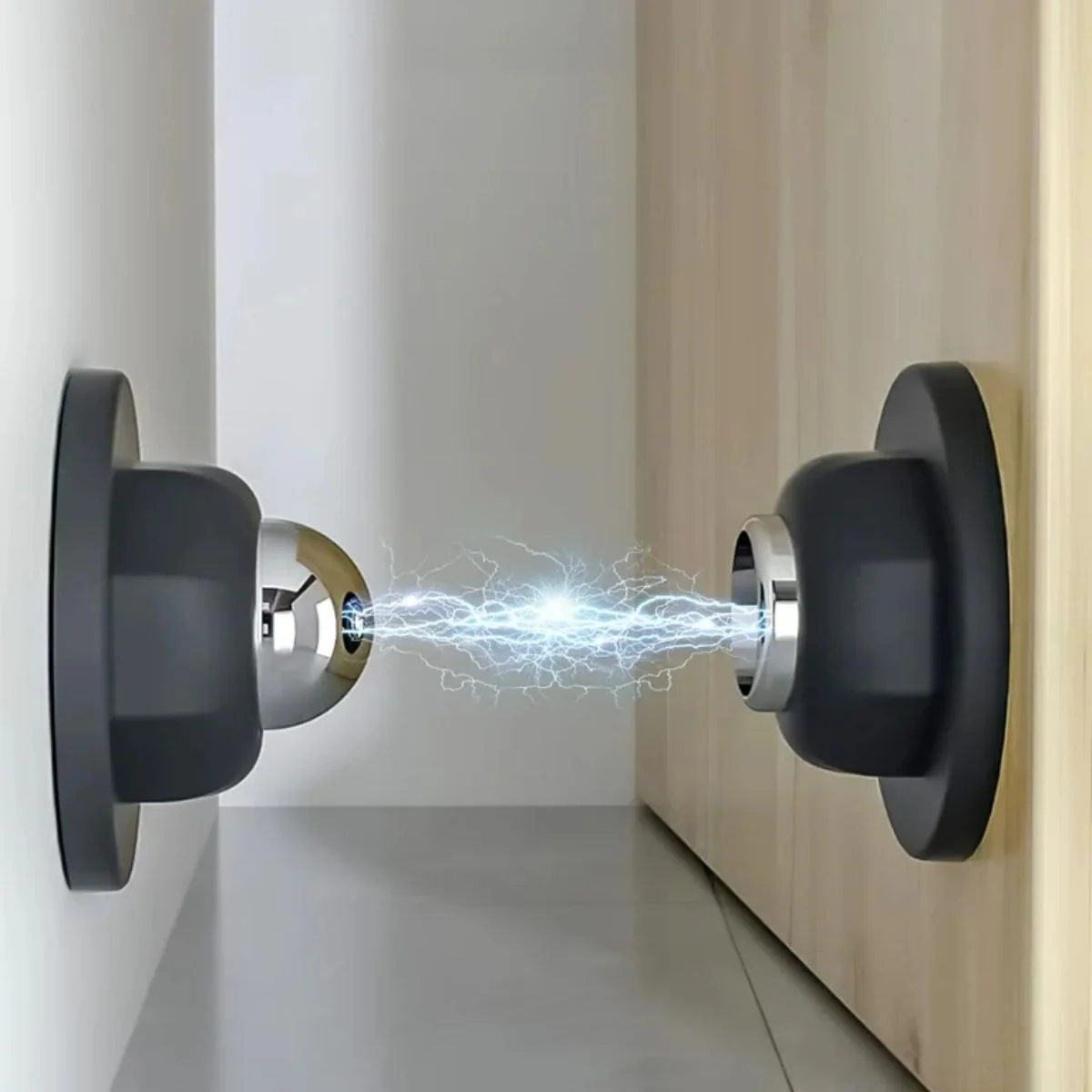 Amortiguador De Puerta Tope  Magnético Adhesivo Y Atornillable Silencioso. Tope Antigolpes Con Fijación Fuerte Para Pared Y Suelo. Color Negro.