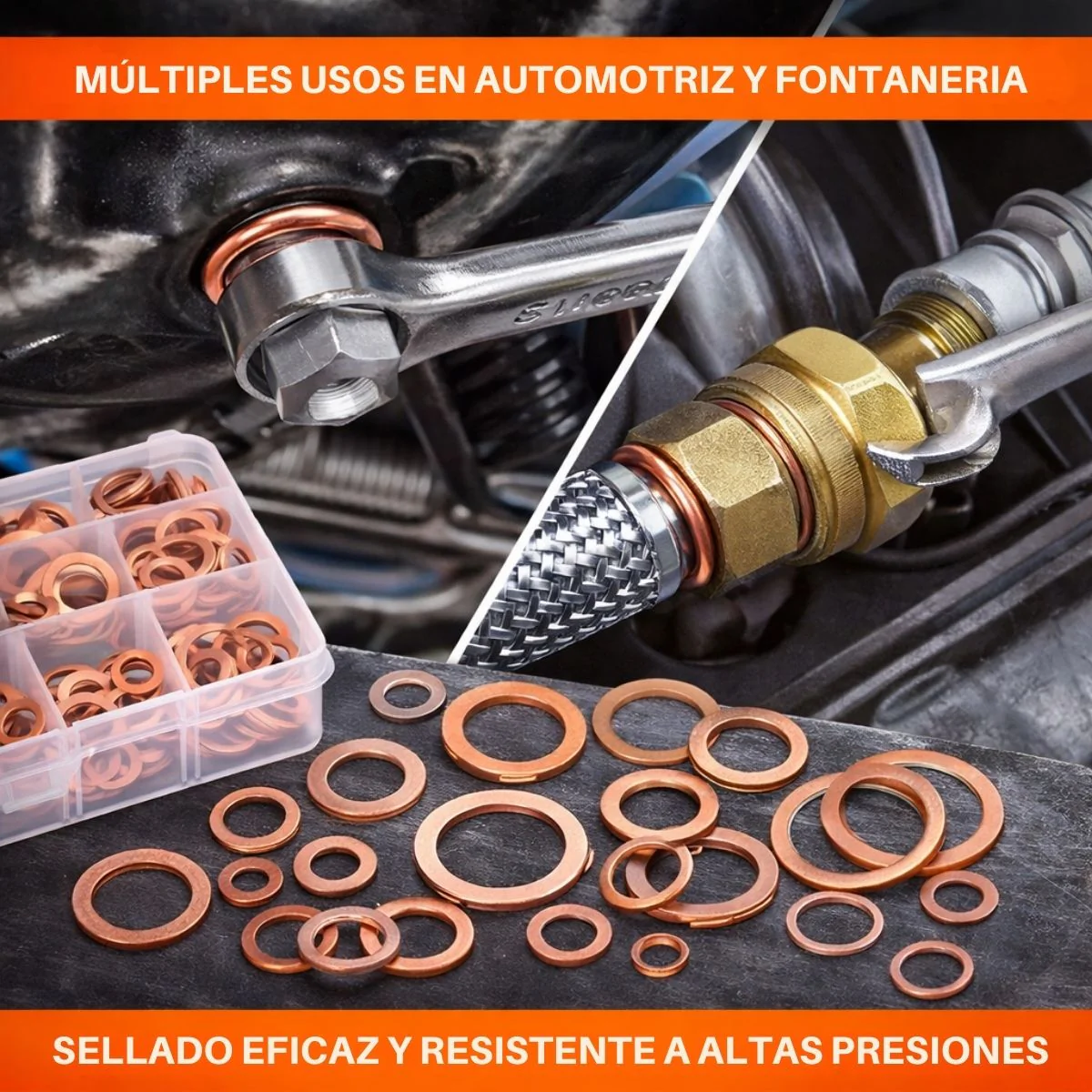 Arandelas De Cobre Métricas Set Surtido 200 Piezas Para Sellado M5 A M14, Alta Resistencia Y Ajuste Preciso. Guachas - Image 3